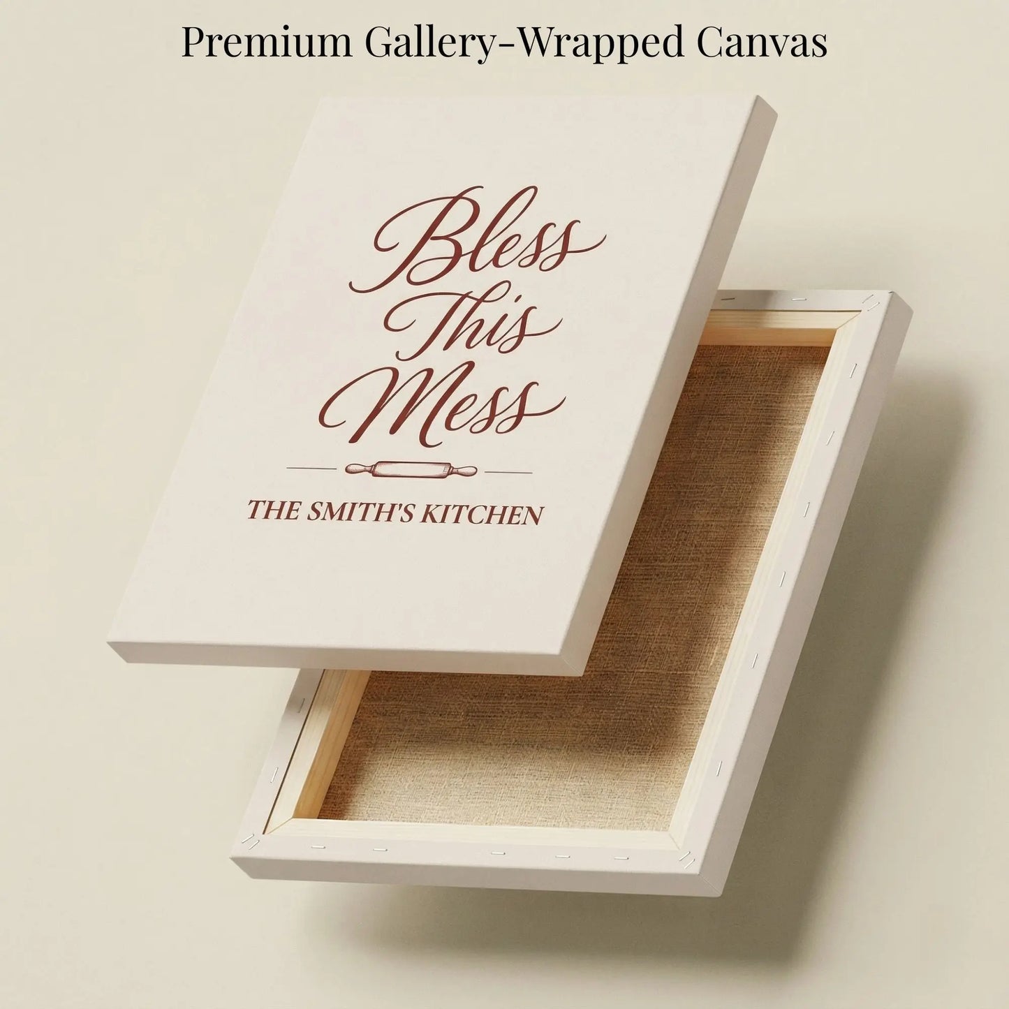 Bless This Mess | Personalized Kitchen Wall Art Canvas