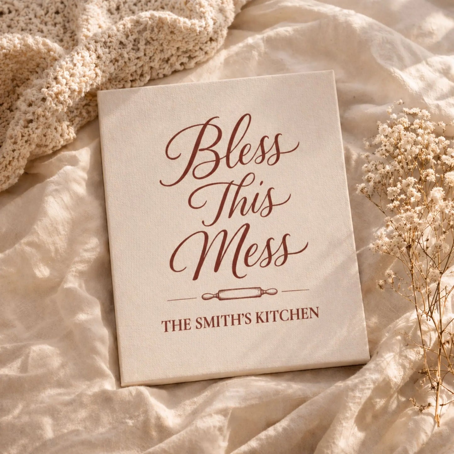 Bless This Mess | Personalized Kitchen Wall Art Canvas