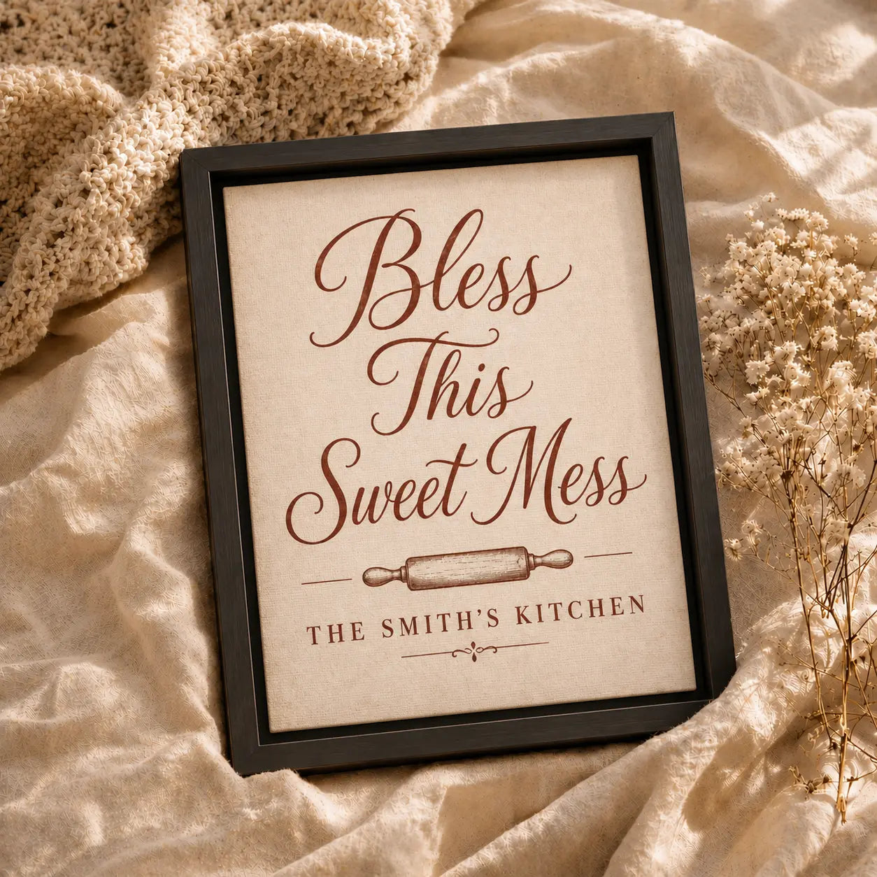 Bless This Sweet Mess | Personalized Framed Kitchen Wall Art
