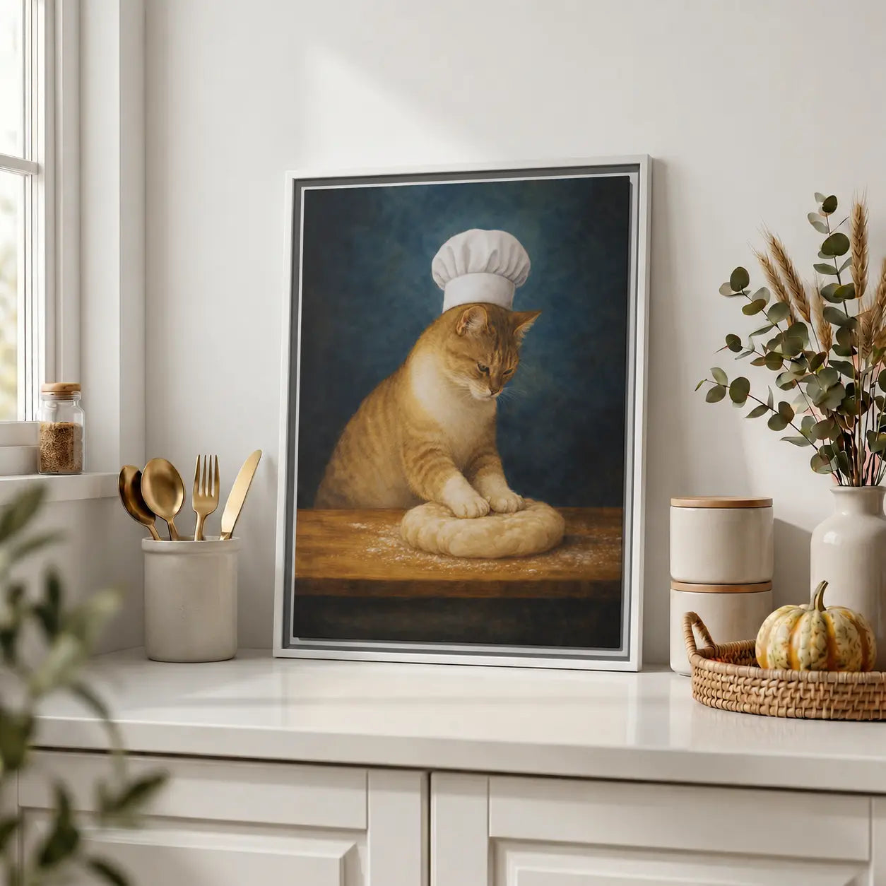 Patient Little Baker | Framed Kitchen Wall Art Canvas