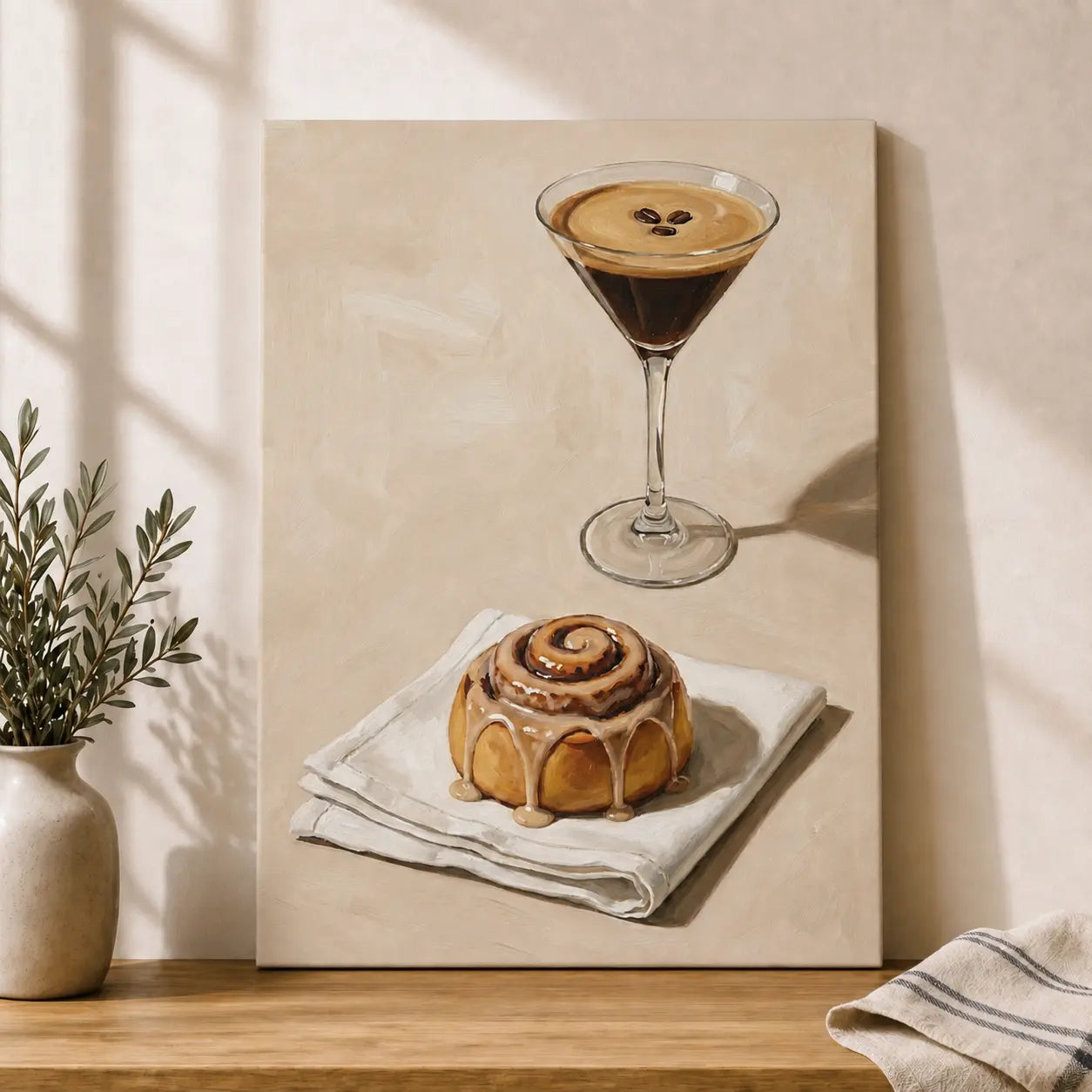 Cinnamon Roll & Espresso | Kitchen Wall Art Canvas