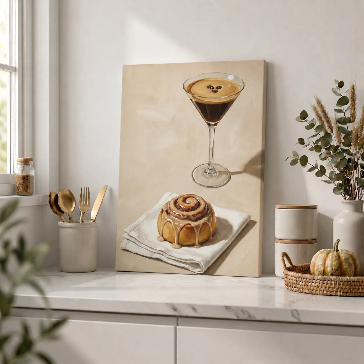 Cinnamon Roll & Espresso | Kitchen Wall Art Canvas