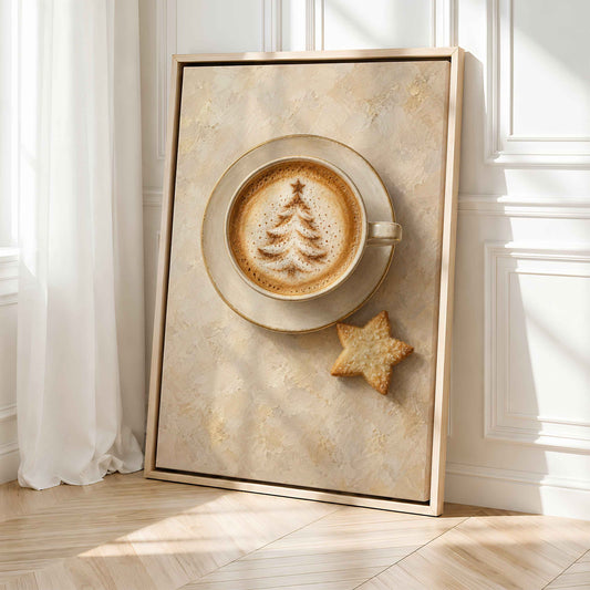 Framed Christmas Wall Art Canvas | Cozy Coffee Kitchen Decor