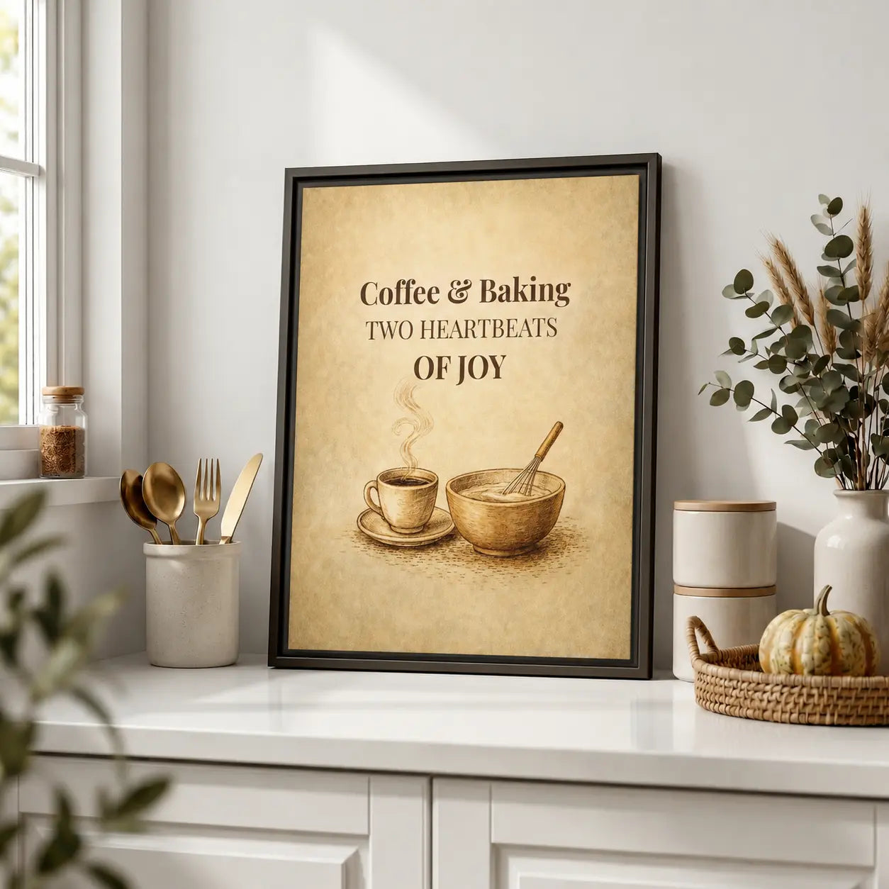 Coffee & Baking | Framed Kitchen Wall Art Canvas