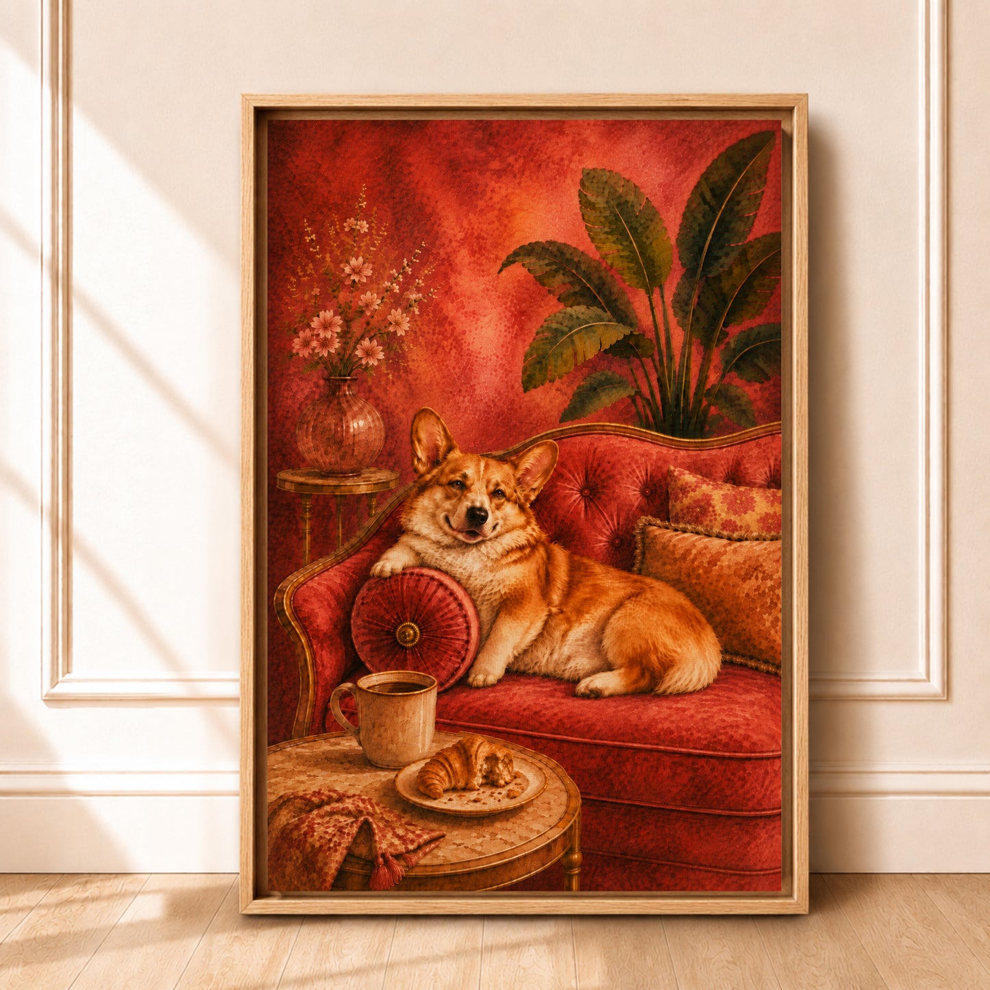 Corgi Kitchen Wall Art | Framed Coffee Bar Canvas