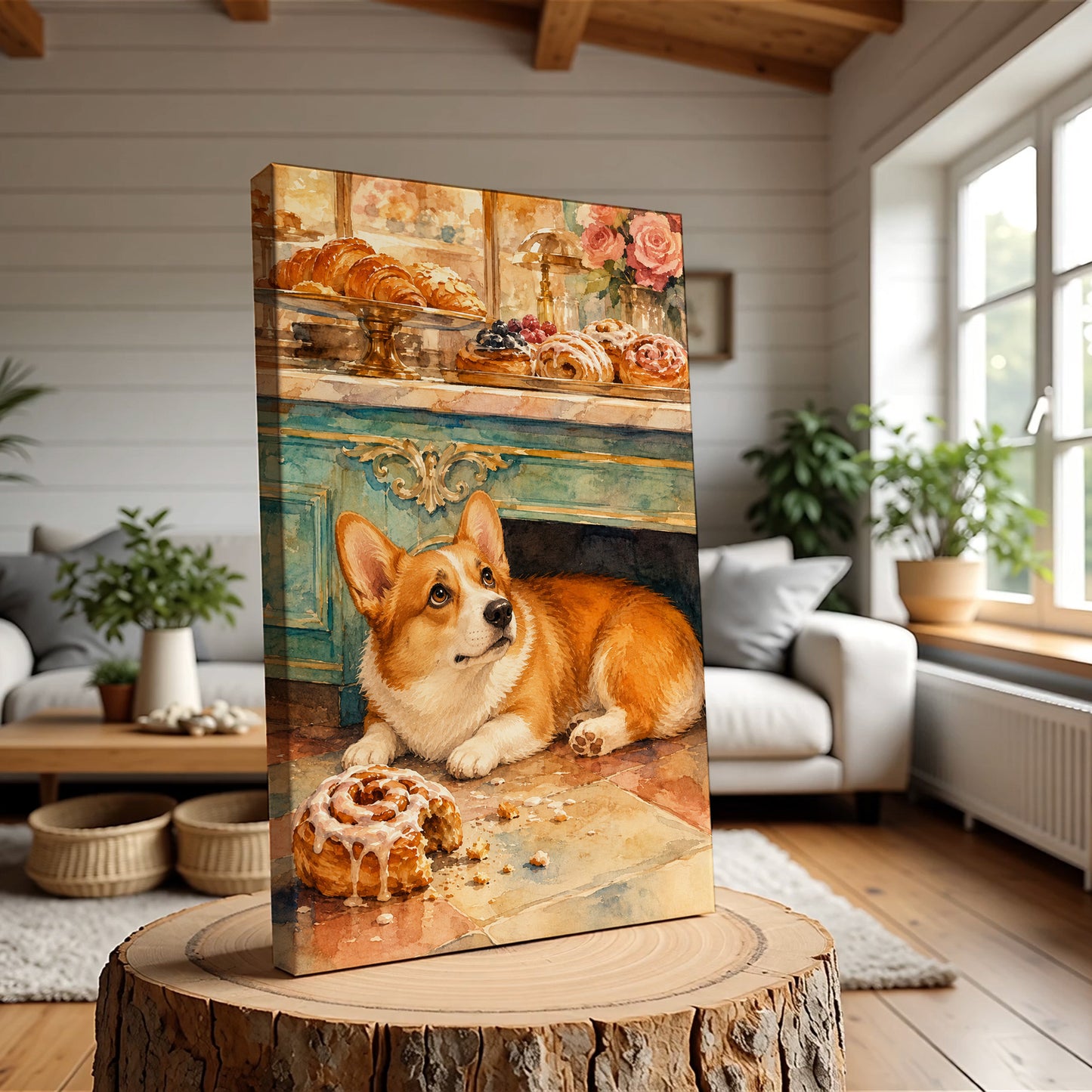 Corgi Kitchen Wall Art | Framed Bakery Canvas