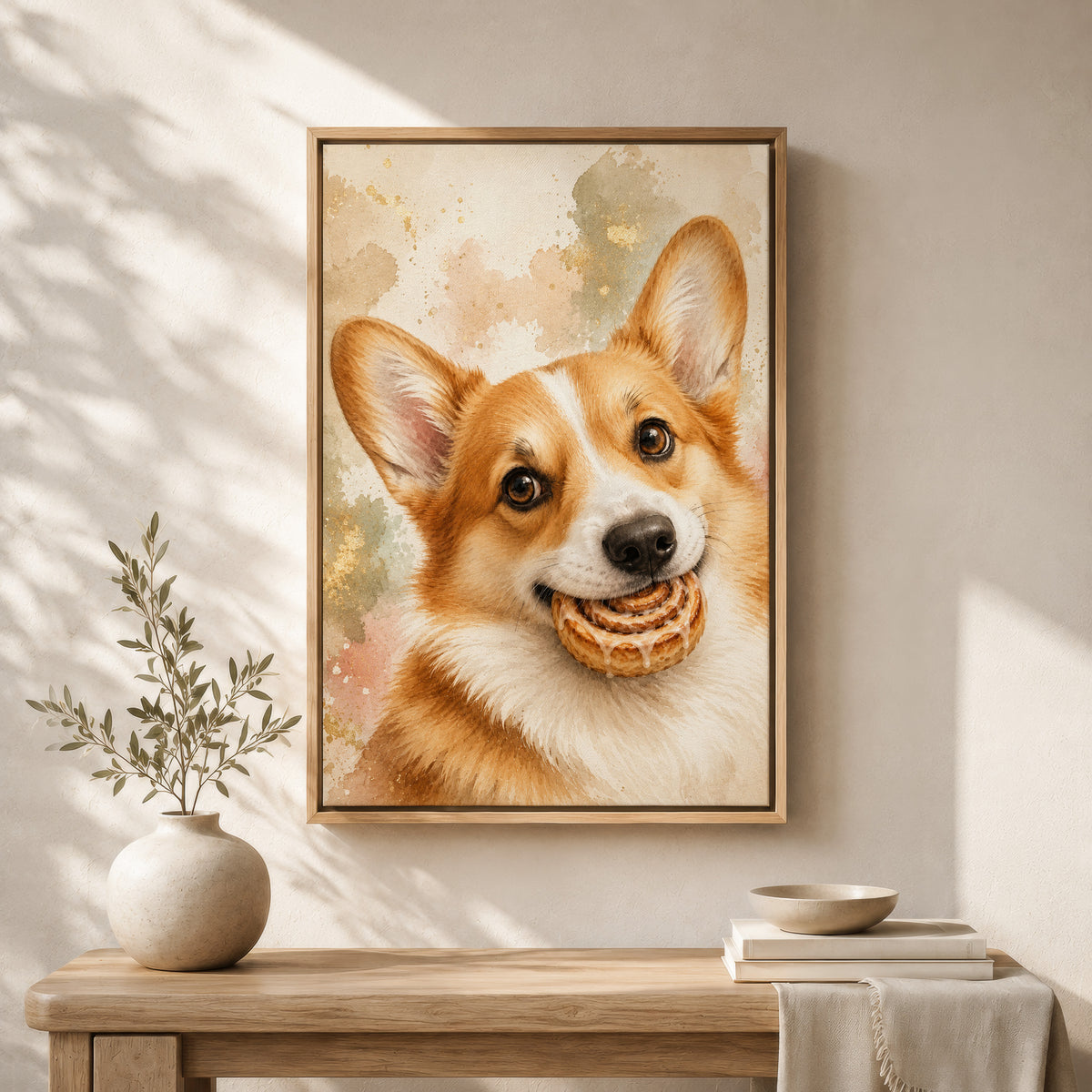 Corgi Wall Art with Cinnamon Roll | Kitchen Wall Art Canvas