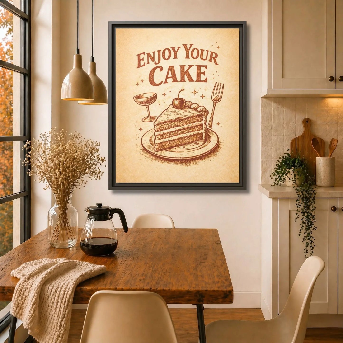 Enjoy Your Cake Vintage | Framed Kitchen Wall Art Decor