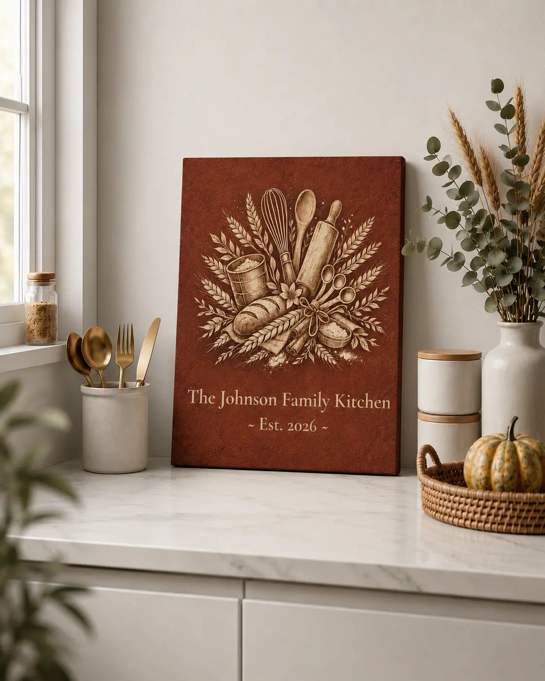 Personalized Kitchen Wall Art | Family Name Canvas Decor