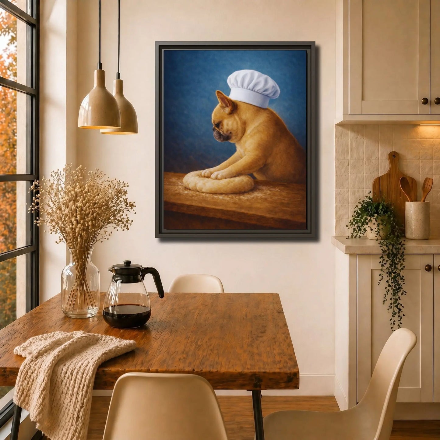 Little French Baker | Framed Kitchen Wall Art Canvas