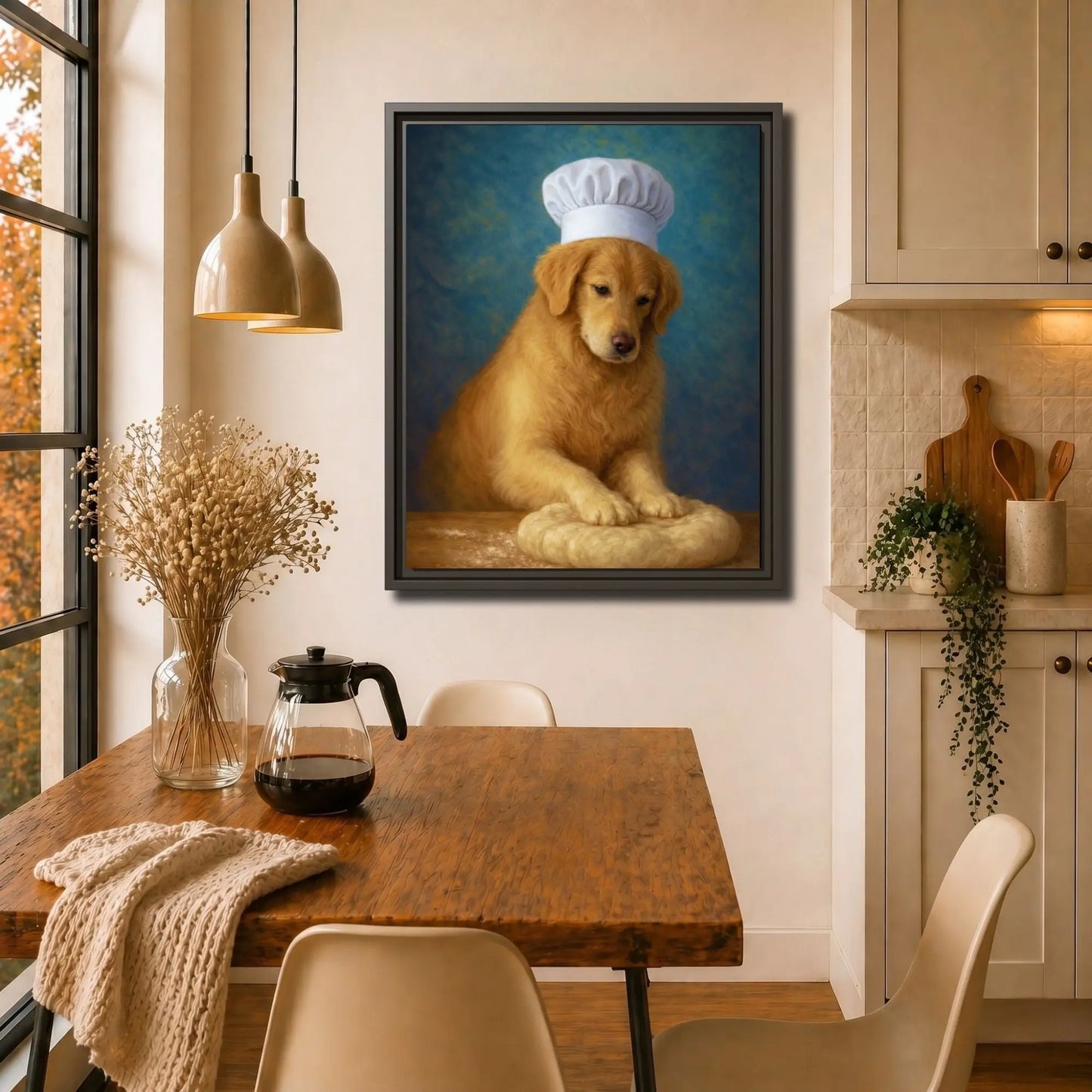 Golden Baker | Framed Kitchen Wall Art Canvas