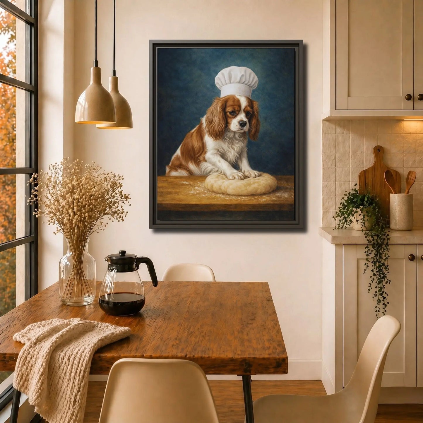 Little Spaniel Baker | Framed Kitchen Wall Art Canvas
