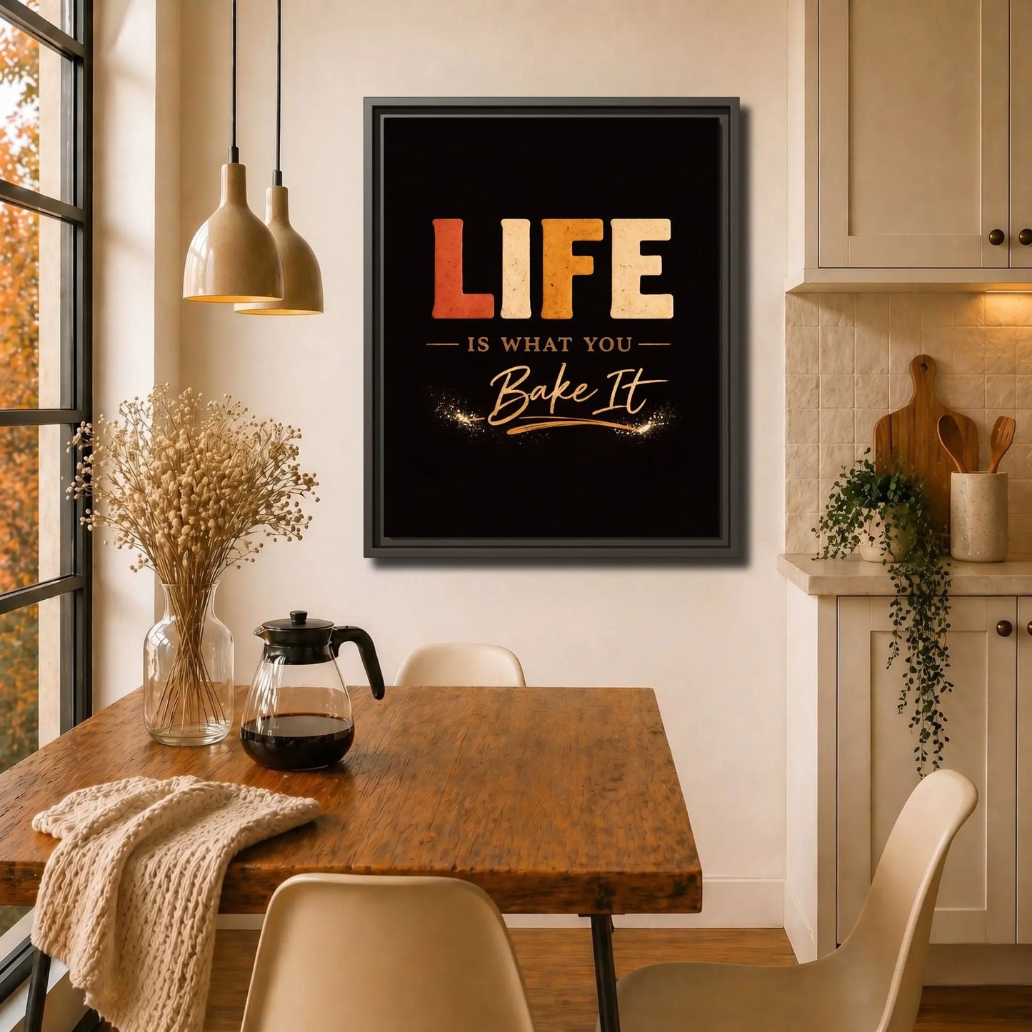 Life Is What You Bake It | Framed Kitchen Wall Art Canvas