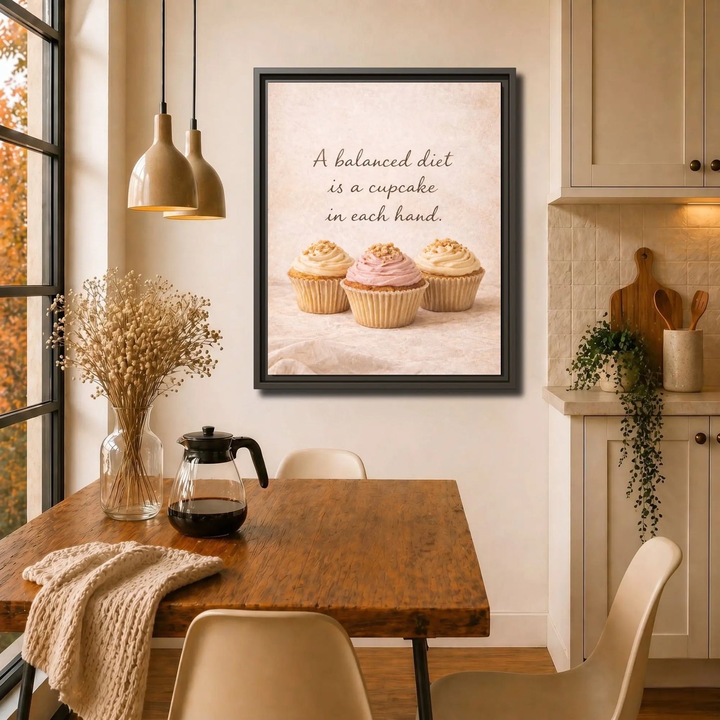 Balanced Diet Cupcake | Framed Kitchen Wall Art Canvas