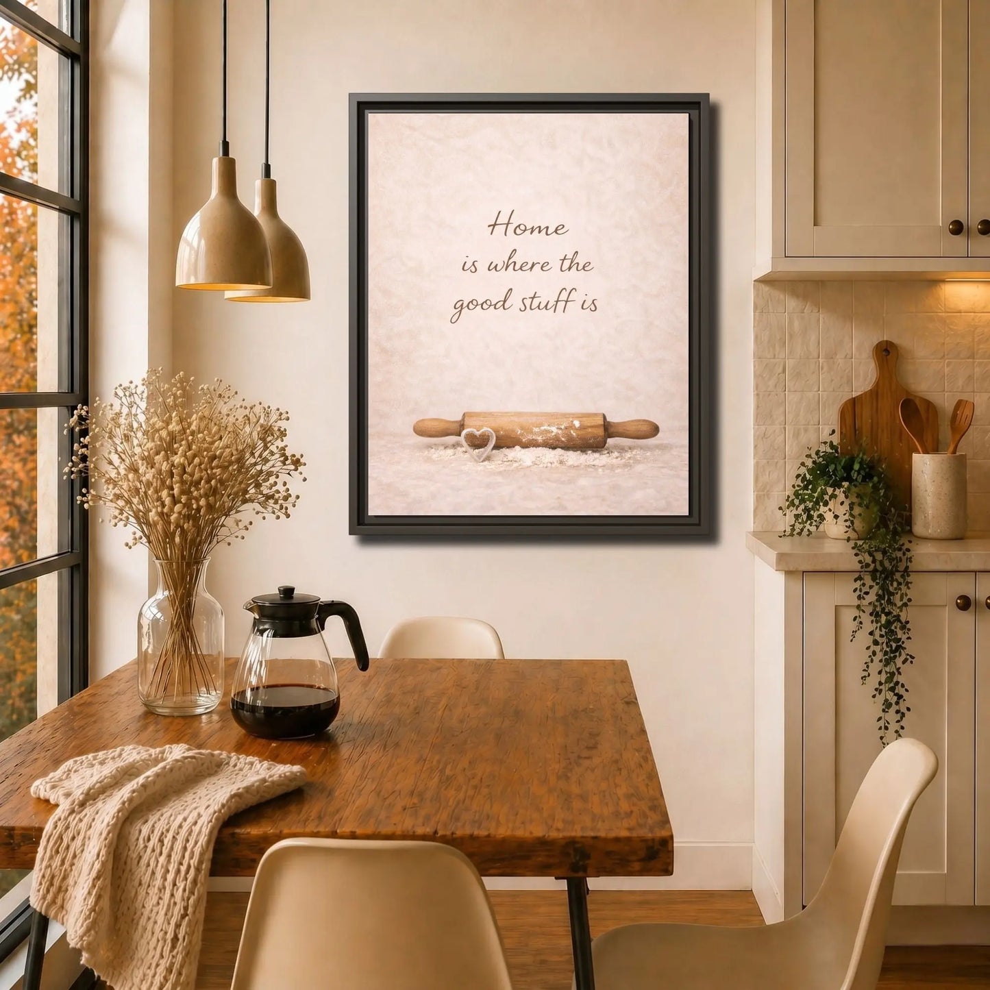 Home Is Where the Good Stuff Is Framed Kitchen Canvas Wall Art