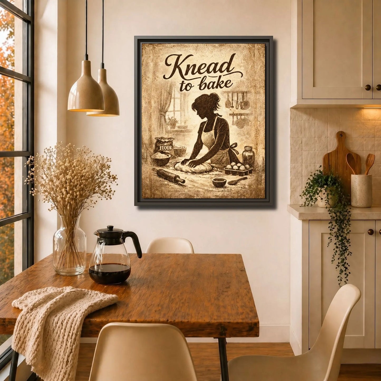 Knead To Bake | Framed Kitchen Wall Art Canvas