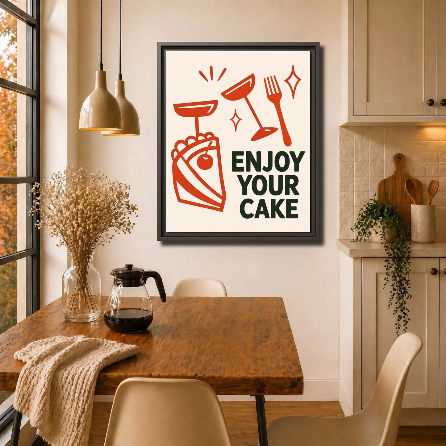 Enjoy Your Cake | Framed Kitchen Wall Art Canvas
