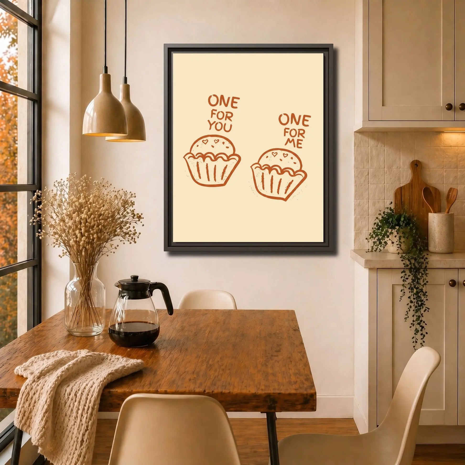 One for You One for Me | Framed Kitchen Wall Art Canvas