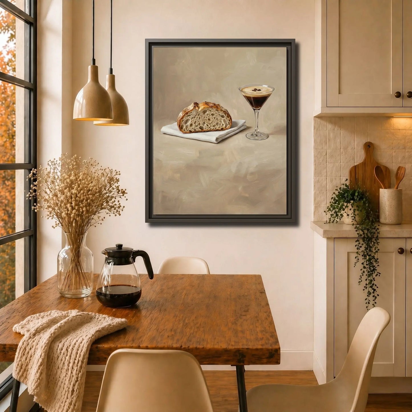 Sourdough & Espresso | Framed Kitchen Wall Art Canvas