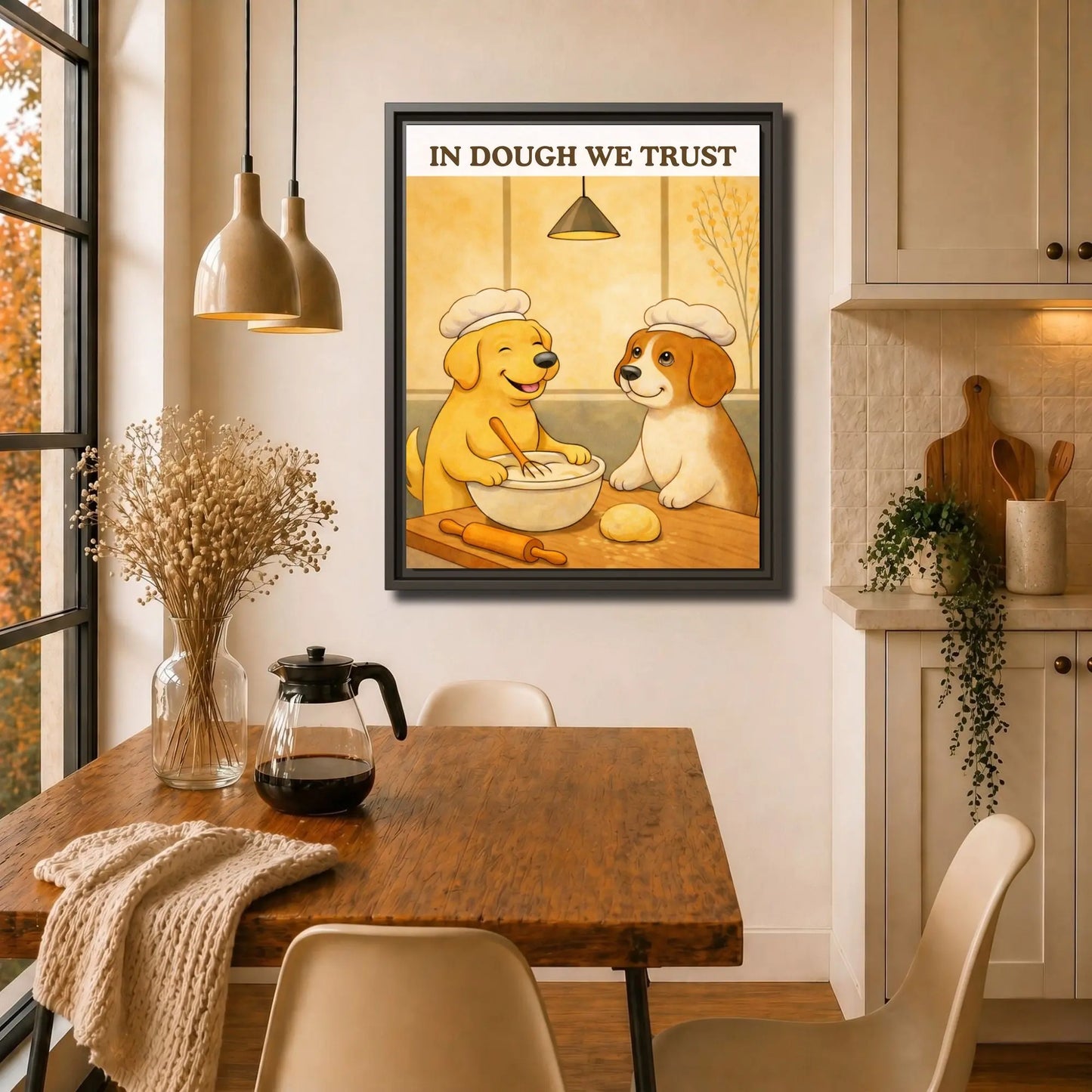 In Dough We Trust | Framed Kitchen Wall Art Canvas