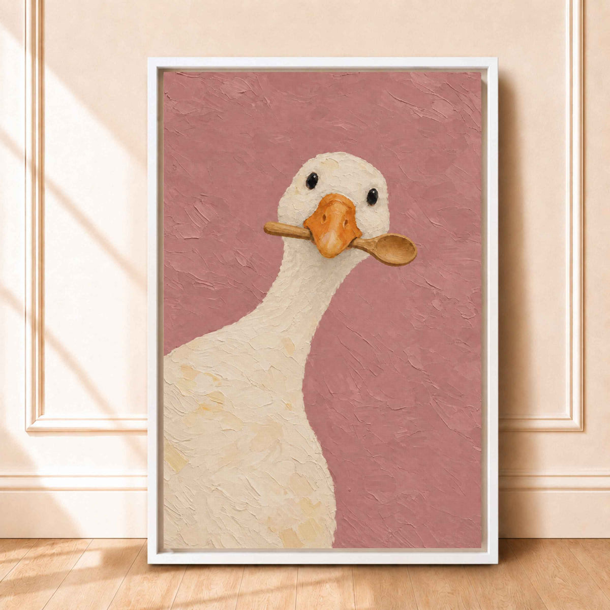 Framed Goose Wall Art Canvas | Pink Wall Decor