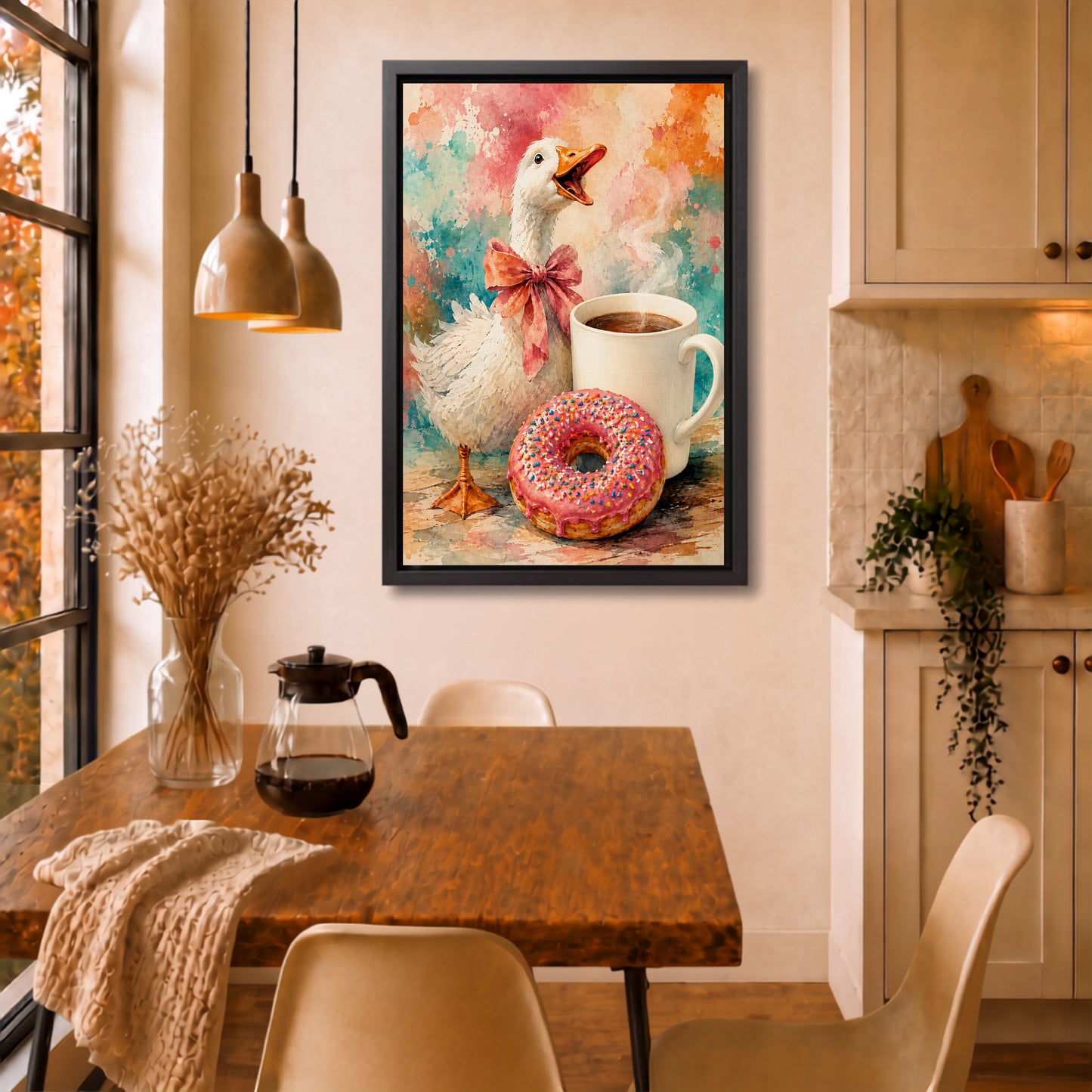 Goose Painting | Framed Coffee Bar Wall Art Canvas