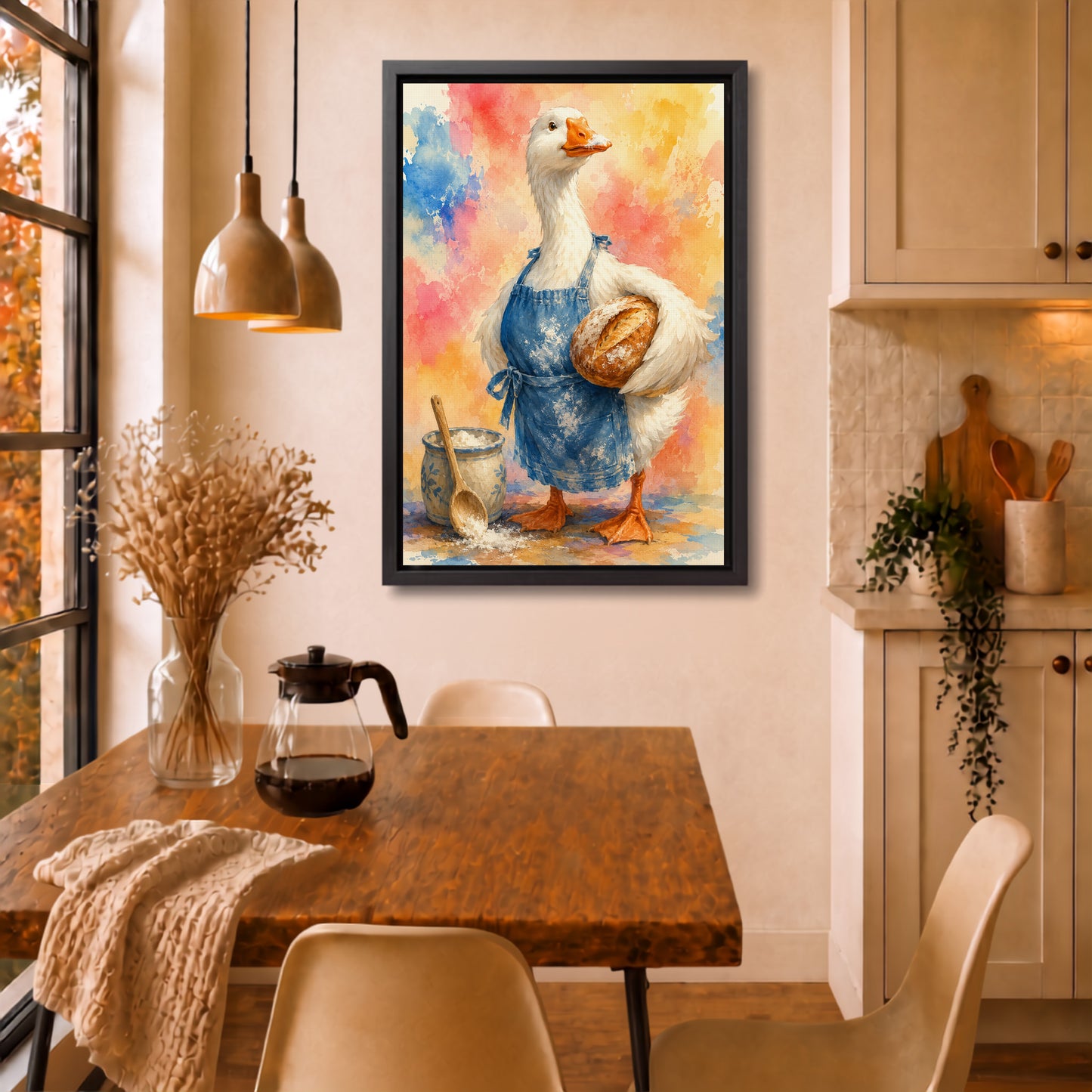 Goose Painting | Framed Kitschy Kitchen Wall Art Canvas