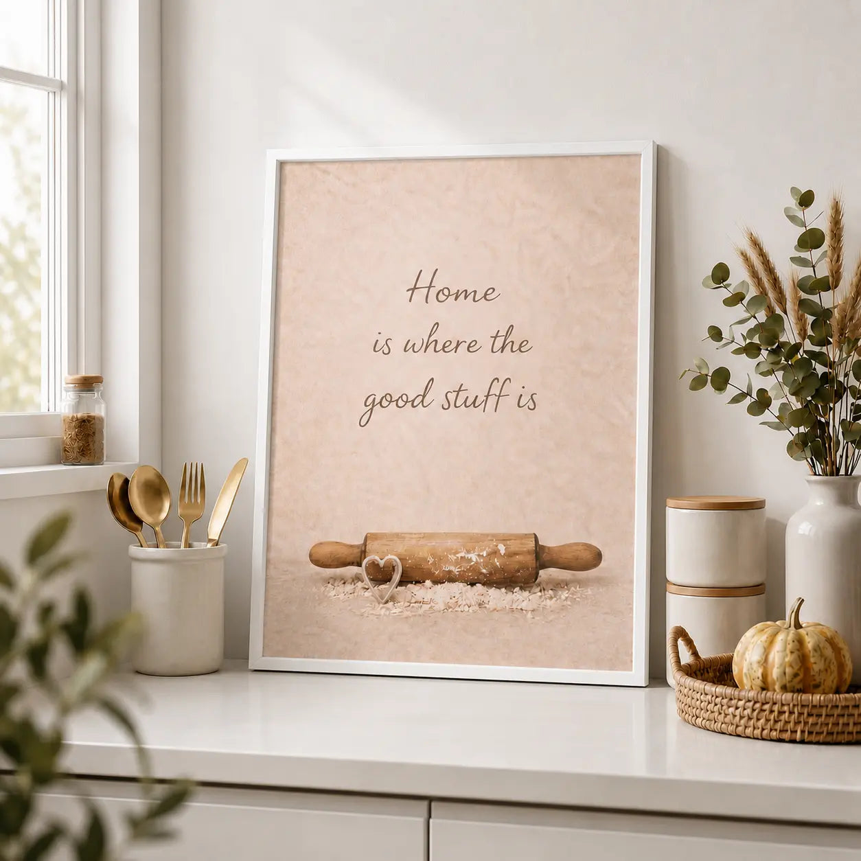 Home Is Where the Good Stuff Is Framed Kitchen Canvas Wall Art