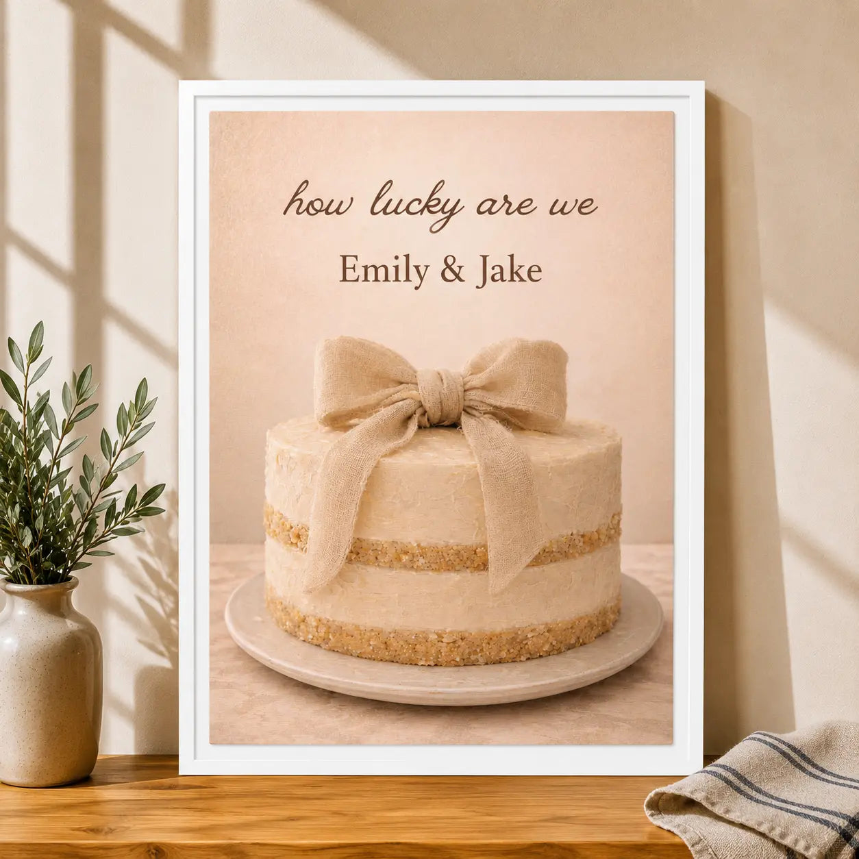 How Lucky Are We | Framed Personalized Kitchen Name Wall Art Canvas