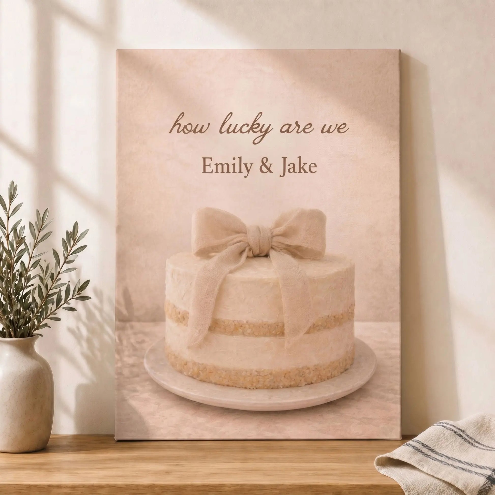 How Lucky Are We | Personalized Kitchen Name Wall Art Canvas