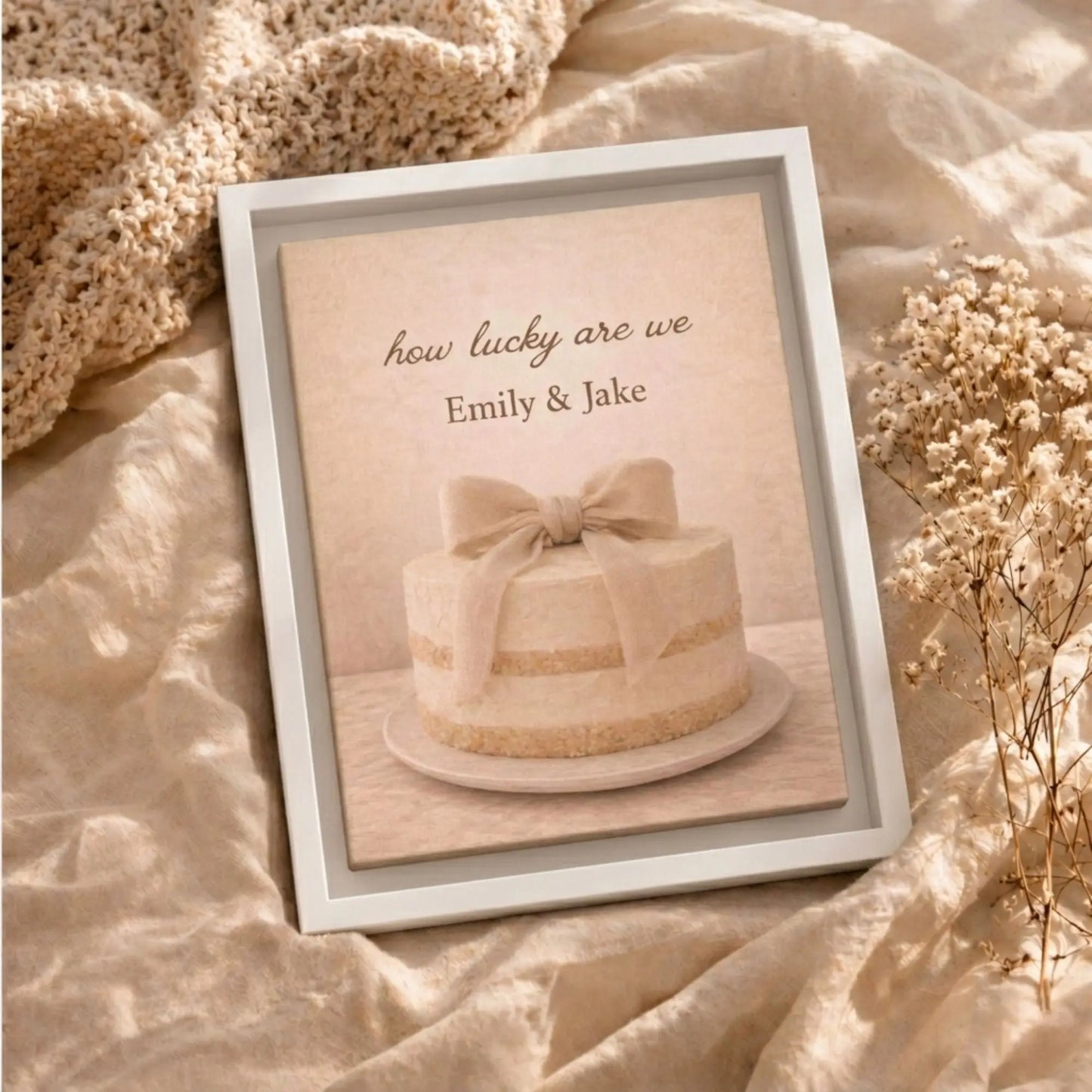 How Lucky Are We | Framed Personalized Kitchen Name Wall Art Canvas