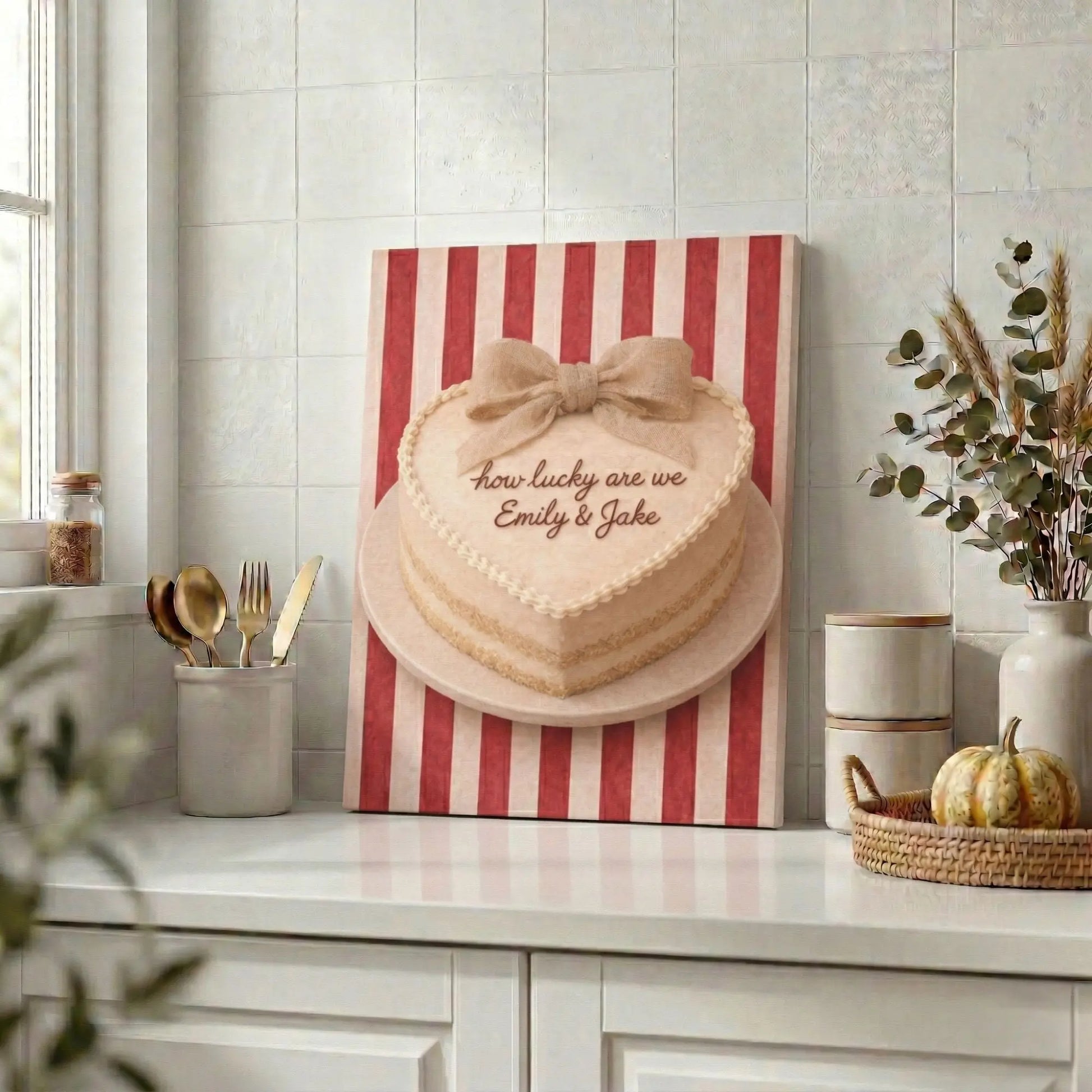 How Lucky Are We | Personalized Kitchen Wall Art Canvas