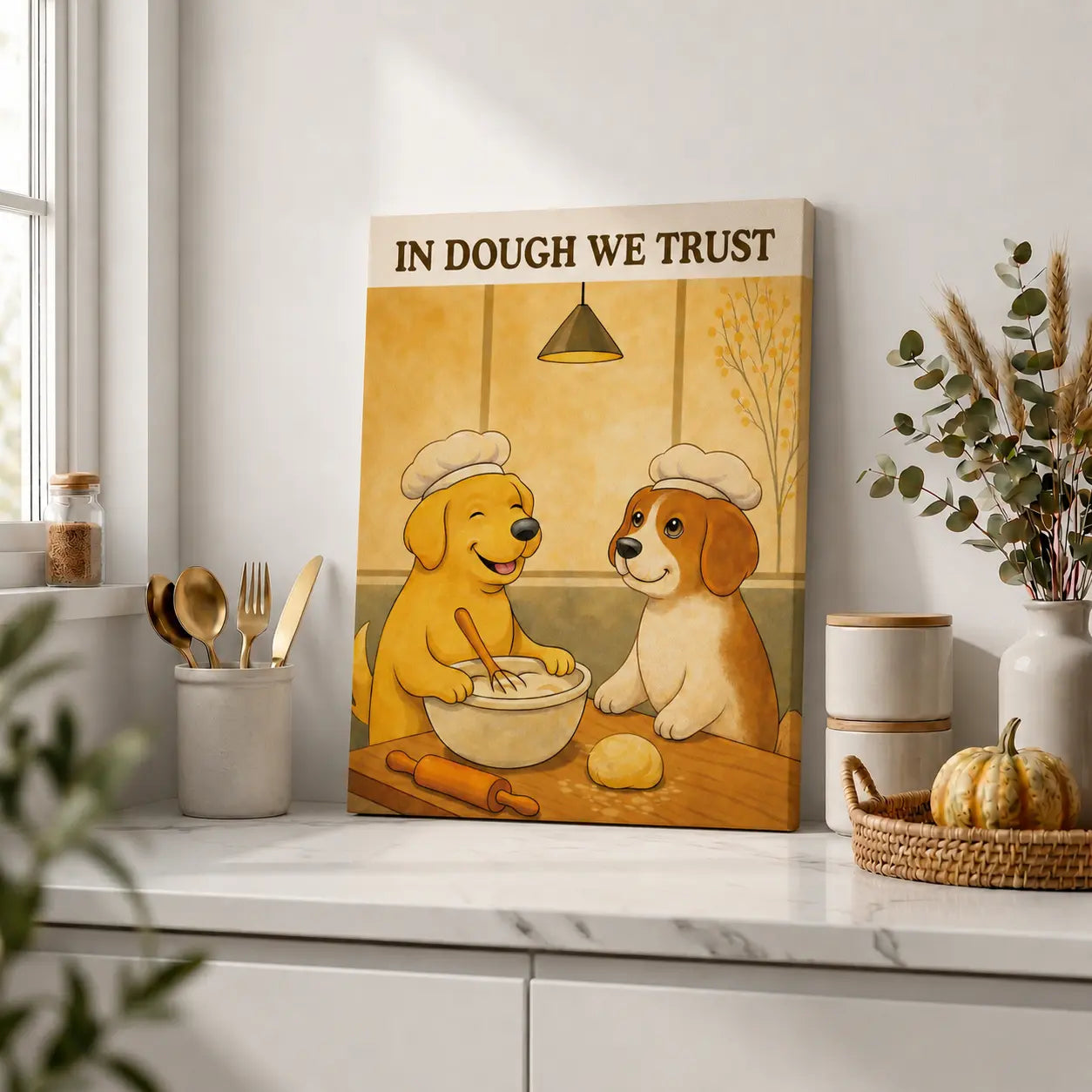 In Dough We Trust | Kitchen Wall Art Canvas