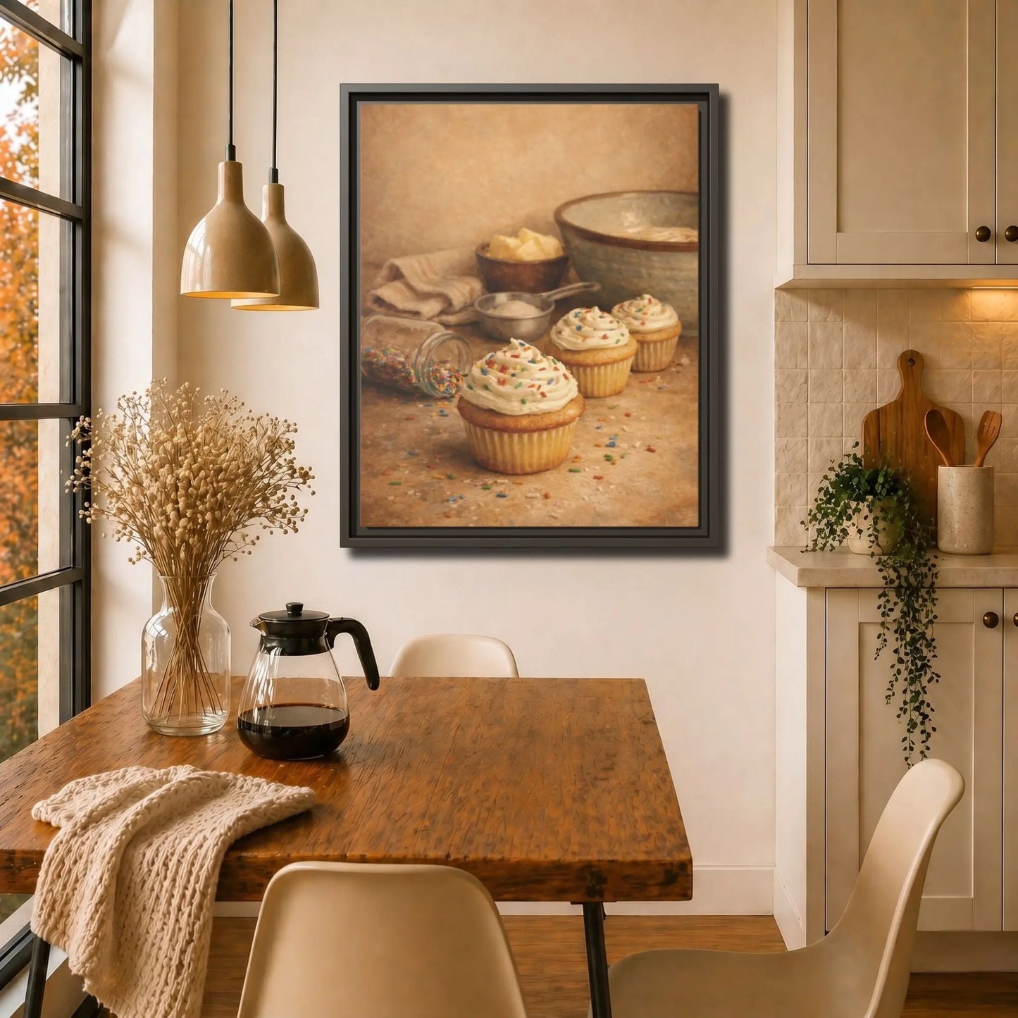 Joy with Sprinkles | Framed Kitchen Wall Art Canvas