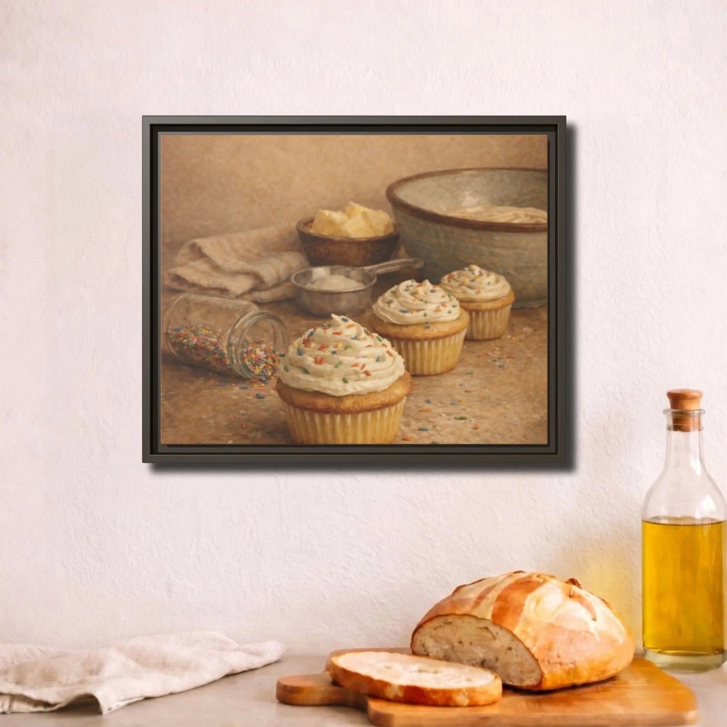 Joy with Sprinkles | Framed Kitchen Wall Art Canvas