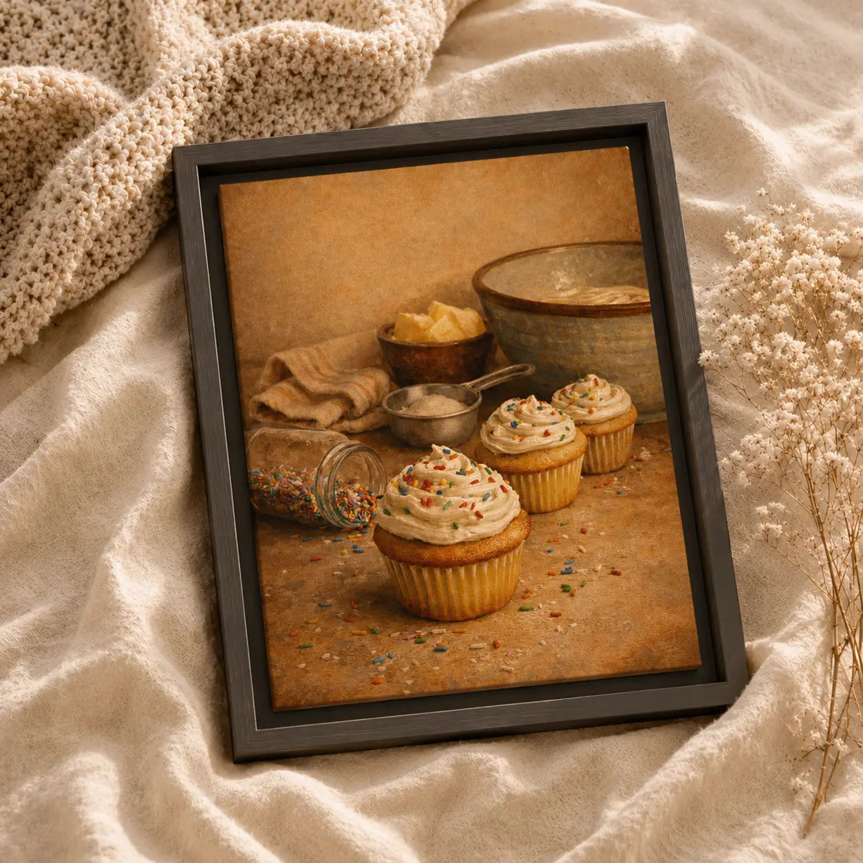 Joy with Sprinkles | Framed Kitchen Wall Art Canvas