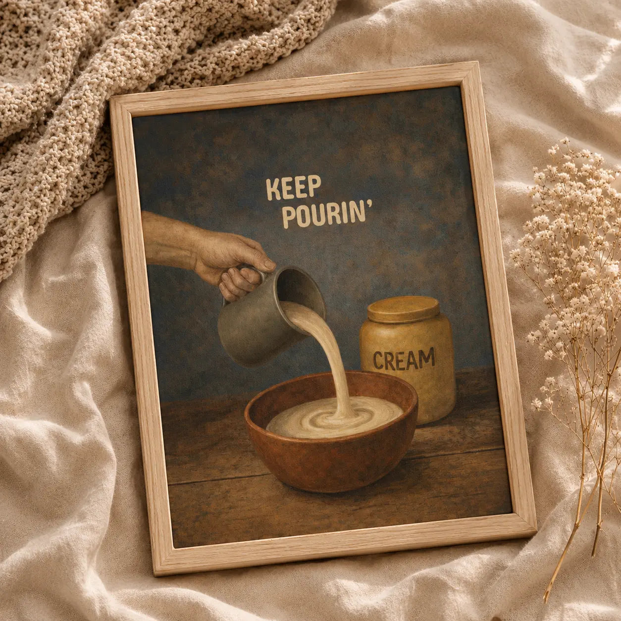 Keep Pourin’ | Framed Kitchen Wall Art Canvas