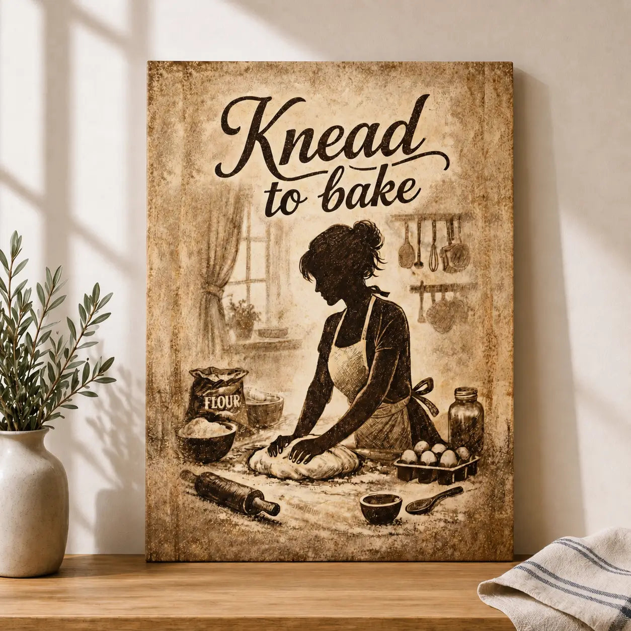 Knead To Bake | Kitchen Wall Art Canvas