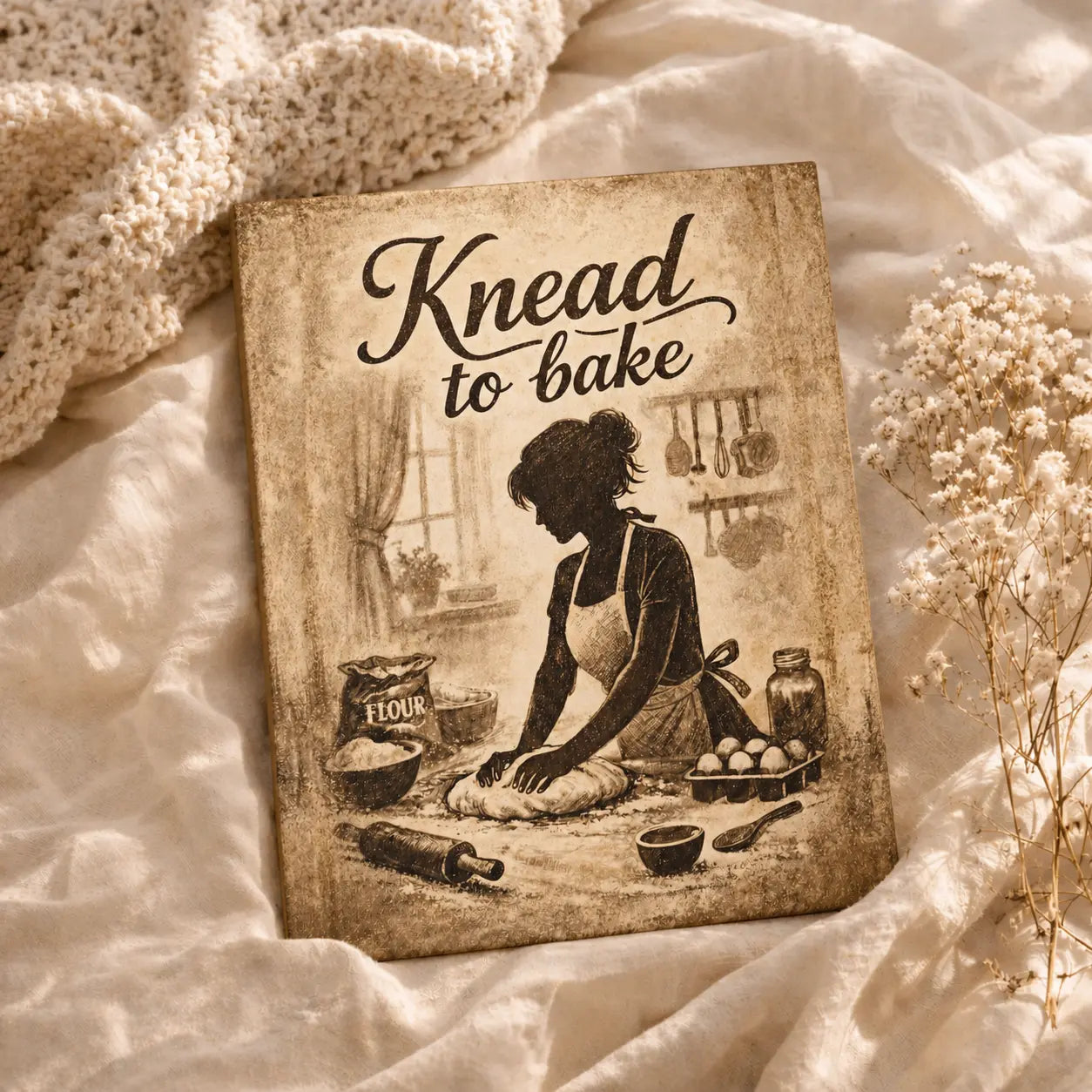 Knead To Bake | Kitchen Wall Art Canvas