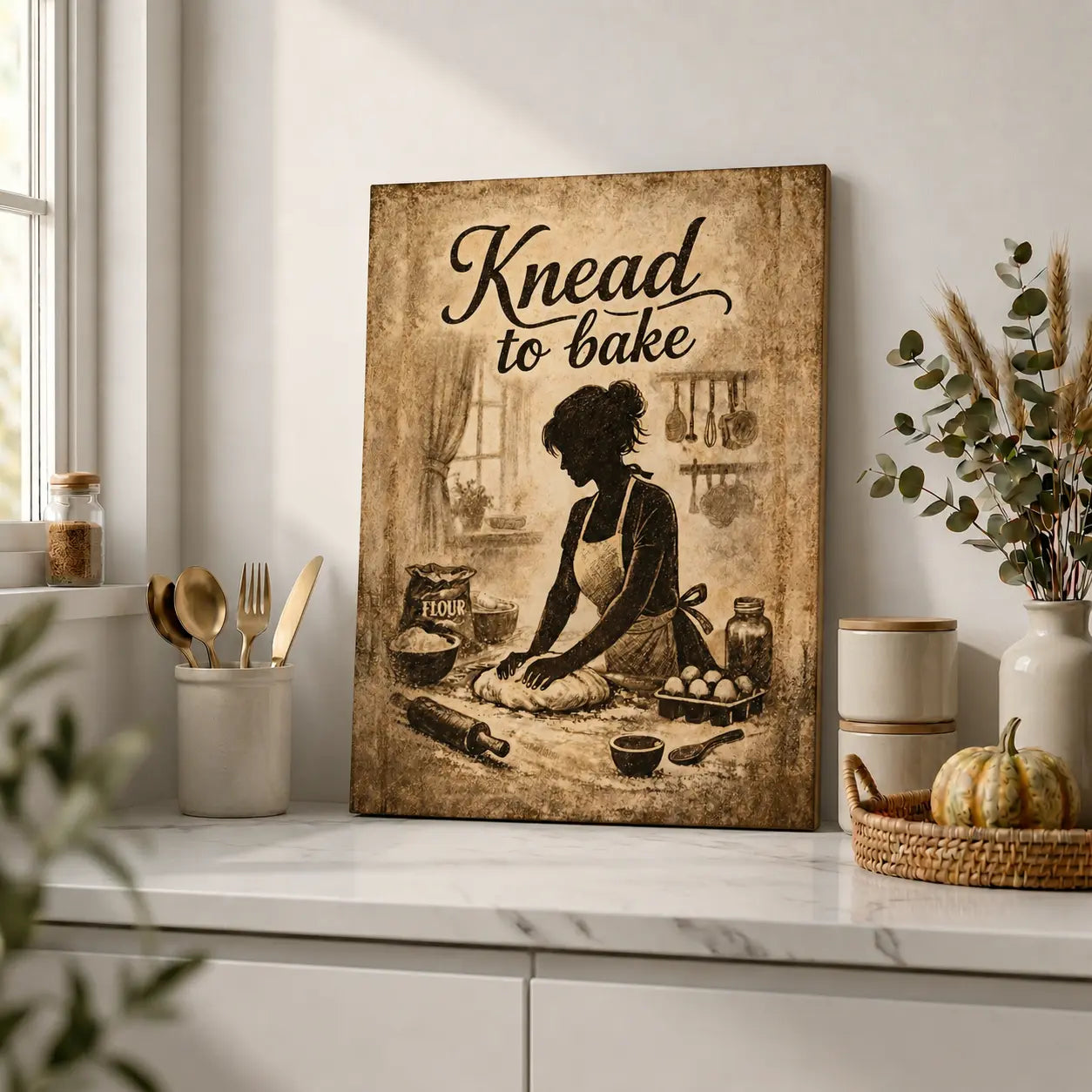 Knead To Bake | Kitchen Wall Art Canvas