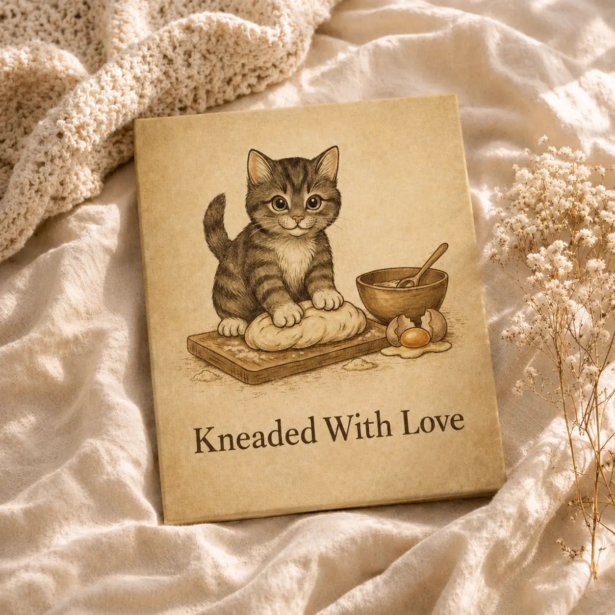 Kneaded With Love | Cat Kitchen Wall Art Canvas