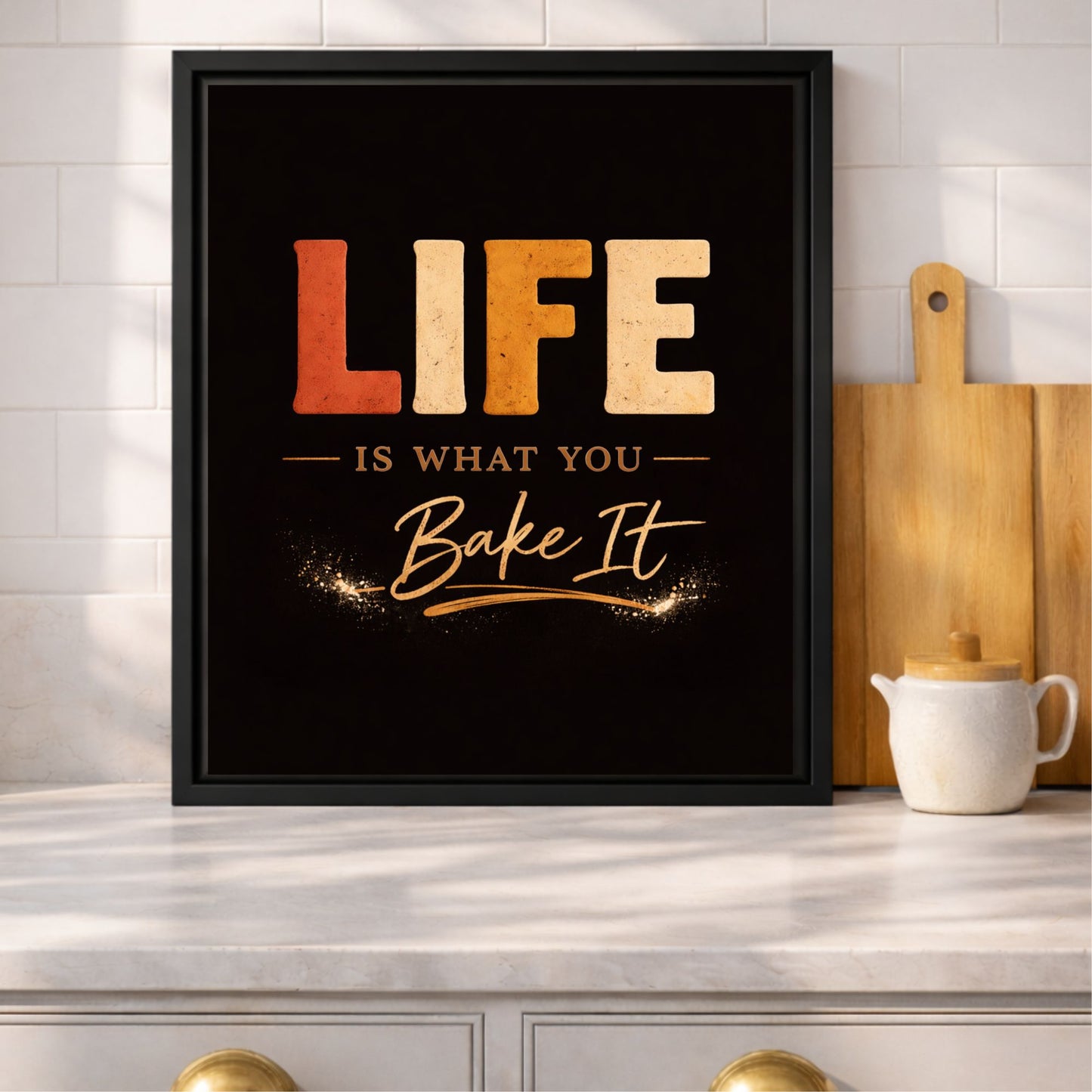 Life Is What You Bake It Framed Kitchen Canvas Wall Art