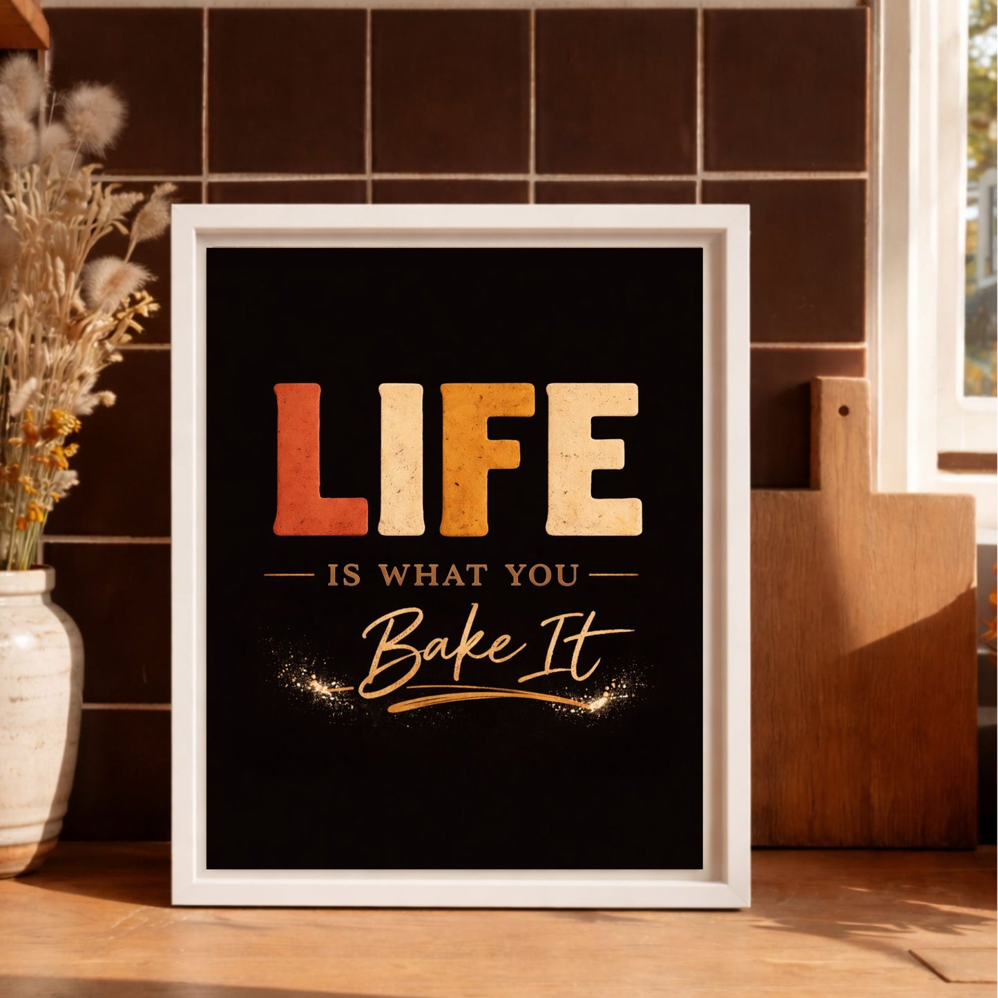 Life Is What You Bake It Framed Kitchen Canvas Wall Art
