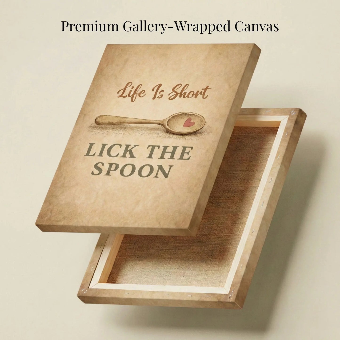 Life Is Short Lick the Spoon | Motivational Kitchen Wall Art Canvas