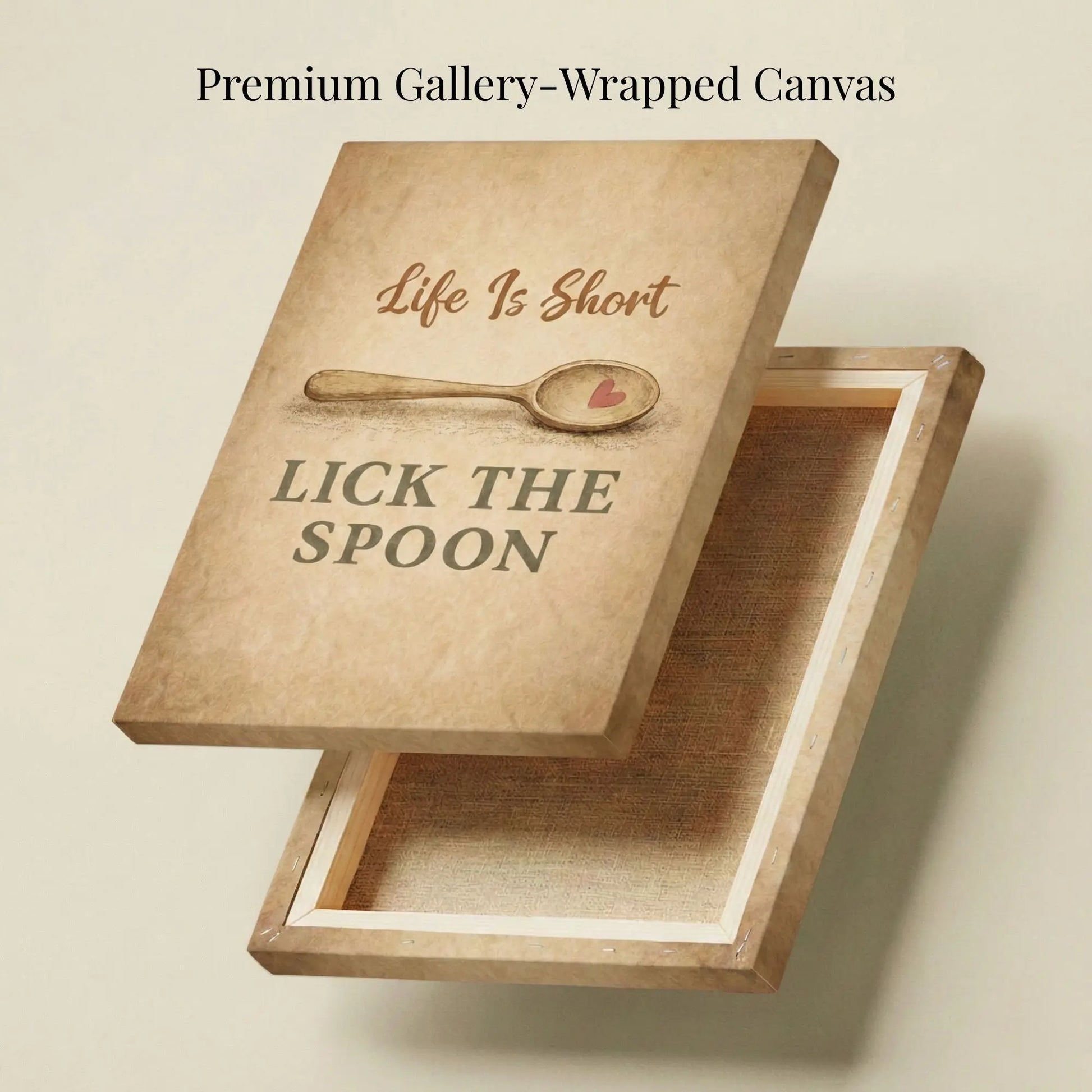 Life Is Short Lick the Spoon | Motivational Kitchen Wall Art Canvas