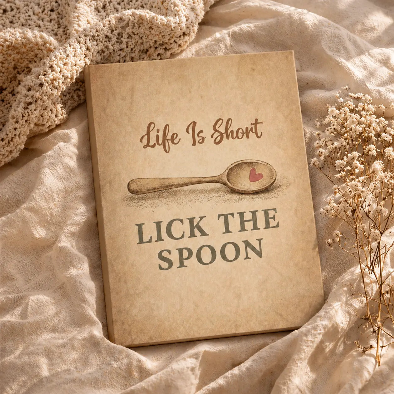 Life Is Short Lick the Spoon | Motivational Kitchen Wall Art Canvas