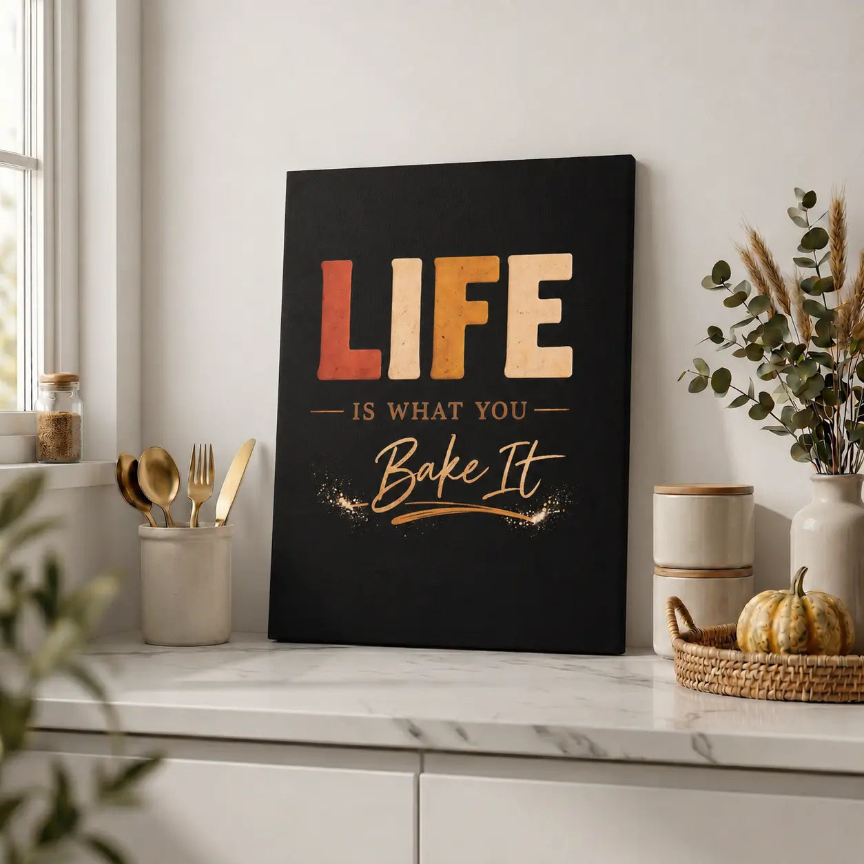 Life Is What You Bake It | Kitchen Wall Art Canvas