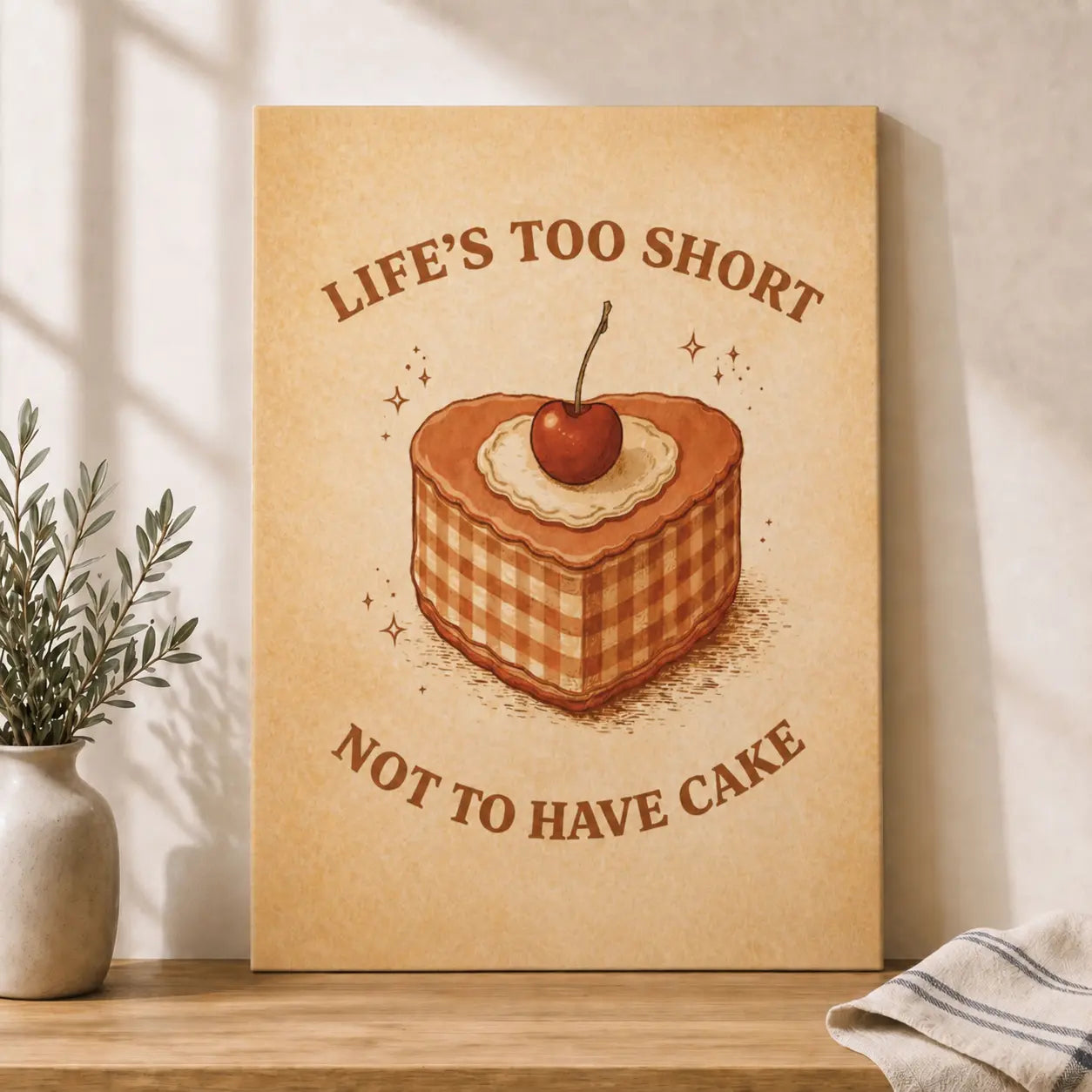 Life’s Too Short Not To Have Cake | Motivational Kitchen Wall Art
