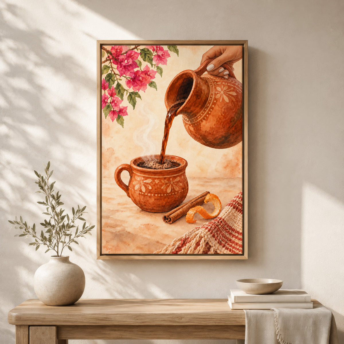Mexican Wall Art Decor | Café de Olla | Framed Cozy Coffee Bar Canvas