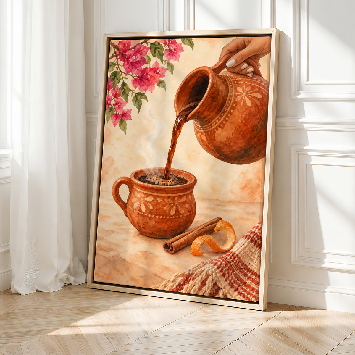 Mexican Wall Art Decor | Café de Olla | Framed Cozy Coffee Bar Canvas